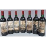 Seven bottles of Grend Vin De Bordeaux Chateau Nenin Pomerol, 1986, 75cl, each bottle 31cm high. (