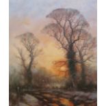 John Trickett (20thC). Pheasant before trees on a winter's day, artist signed print, limited edition