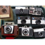 Various cameras, to include box camera, 12cm high, Kodak Instamatic 233, various other Kodak,