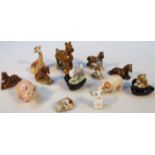 Various Wade Whimsies, to include Horse Collection, shire horse, 8cm high, stamped giraffe, rabbit