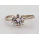 A diamond solitaire ring, with diamond 7mm x 7mm x 4mm, total estimated carat weight 1.2cts, in
