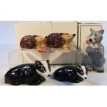 Various Wade Whimsies figures, to include mother and baby hedgehog, limited edition, Collectors Club