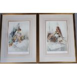 Gordon King (1839). Selina and Susie, signed artist prints, water marked, 35cm x 23.5cm. (2)