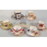 Various modern Royal Worcester cabinet cups and saucers, to include a Samuel Astle English Flowers