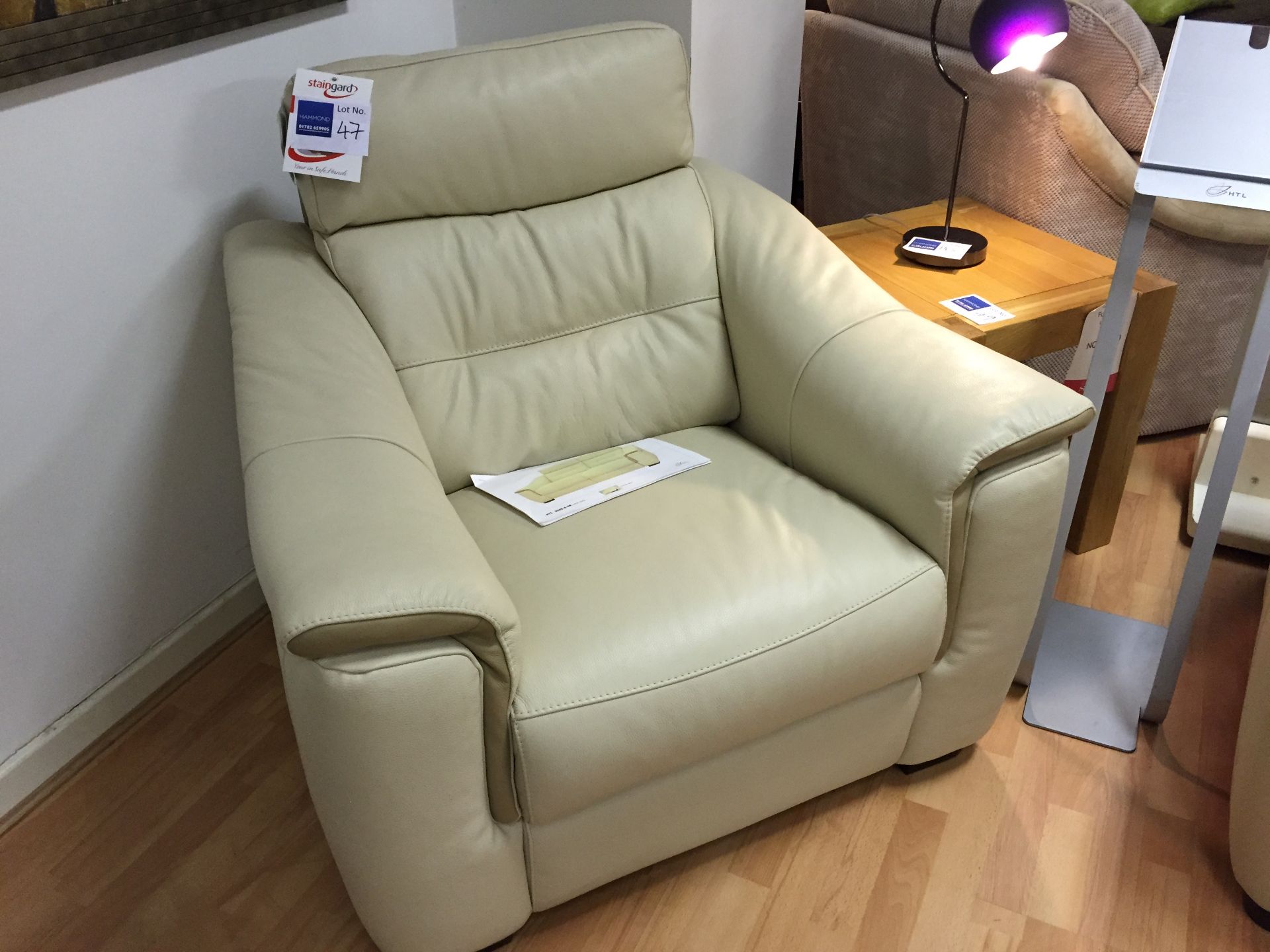 HTL Manhattan armchair, cream leather (matching lot 48)