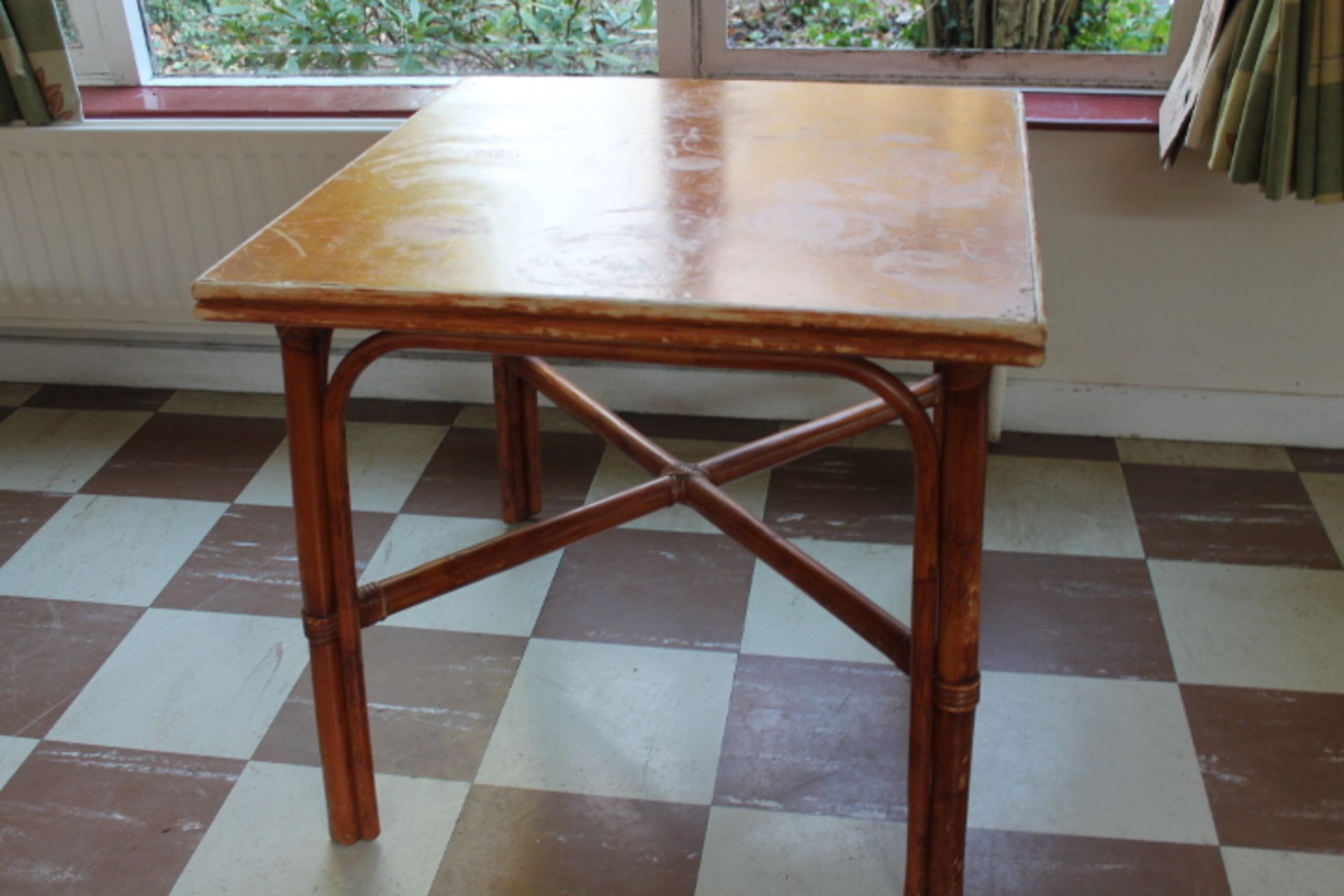 Four Cane Ribbed Edged Conservatory Tables (scuffed)