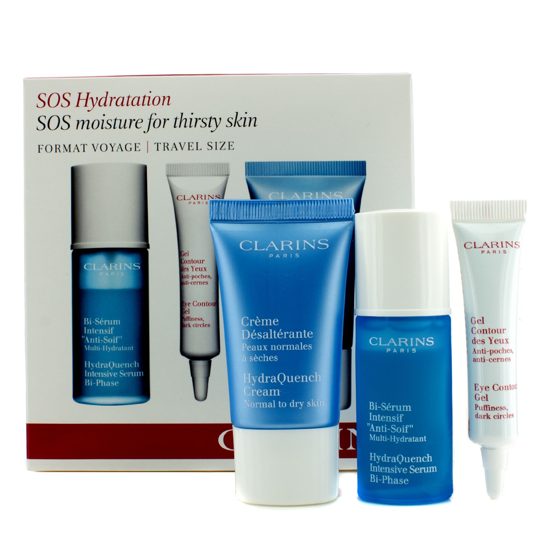 V Clarins Quench Kit including Eye Gel etc ISP38.45