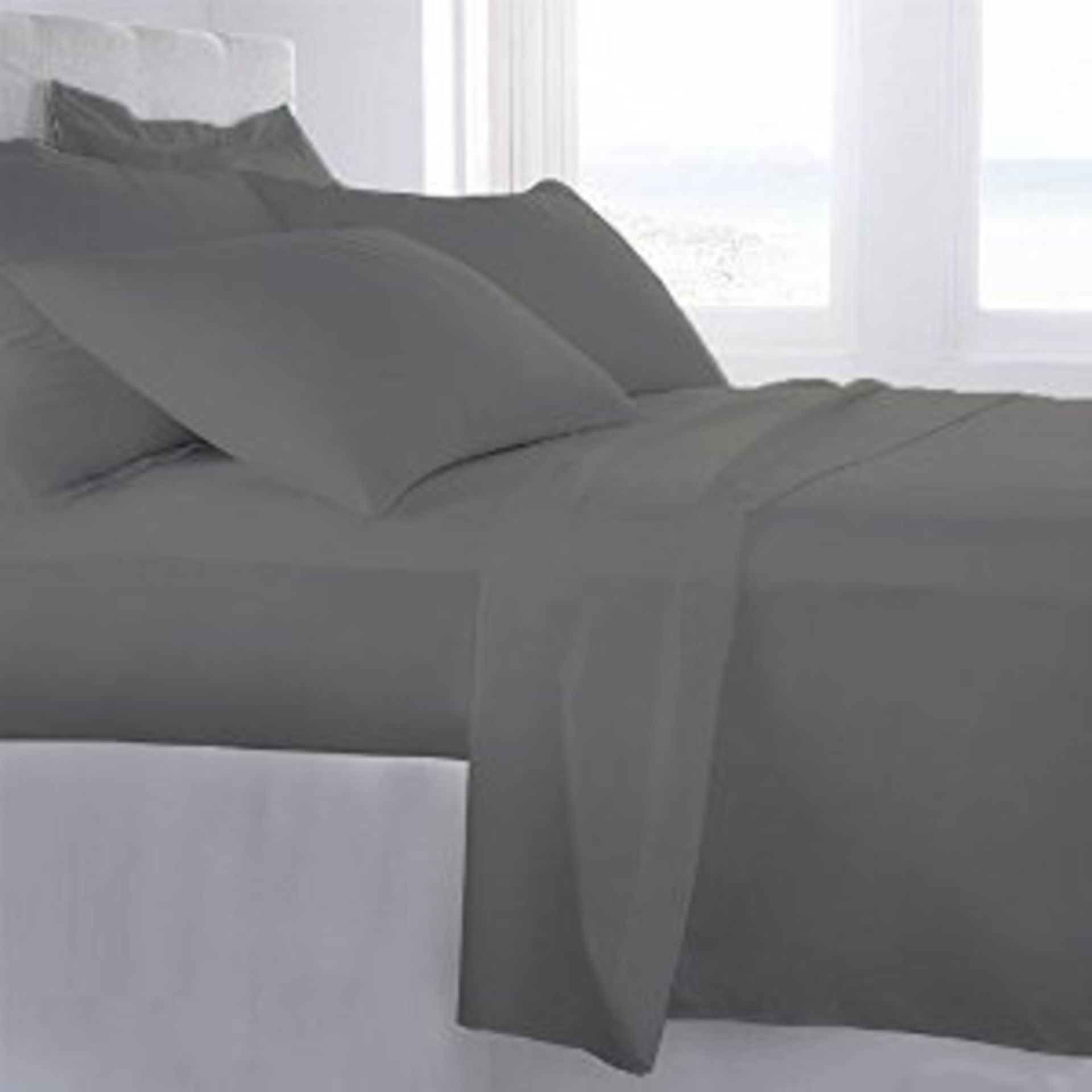 V King Size Cotton Fitted Sheet Grey - Image 2 of 2