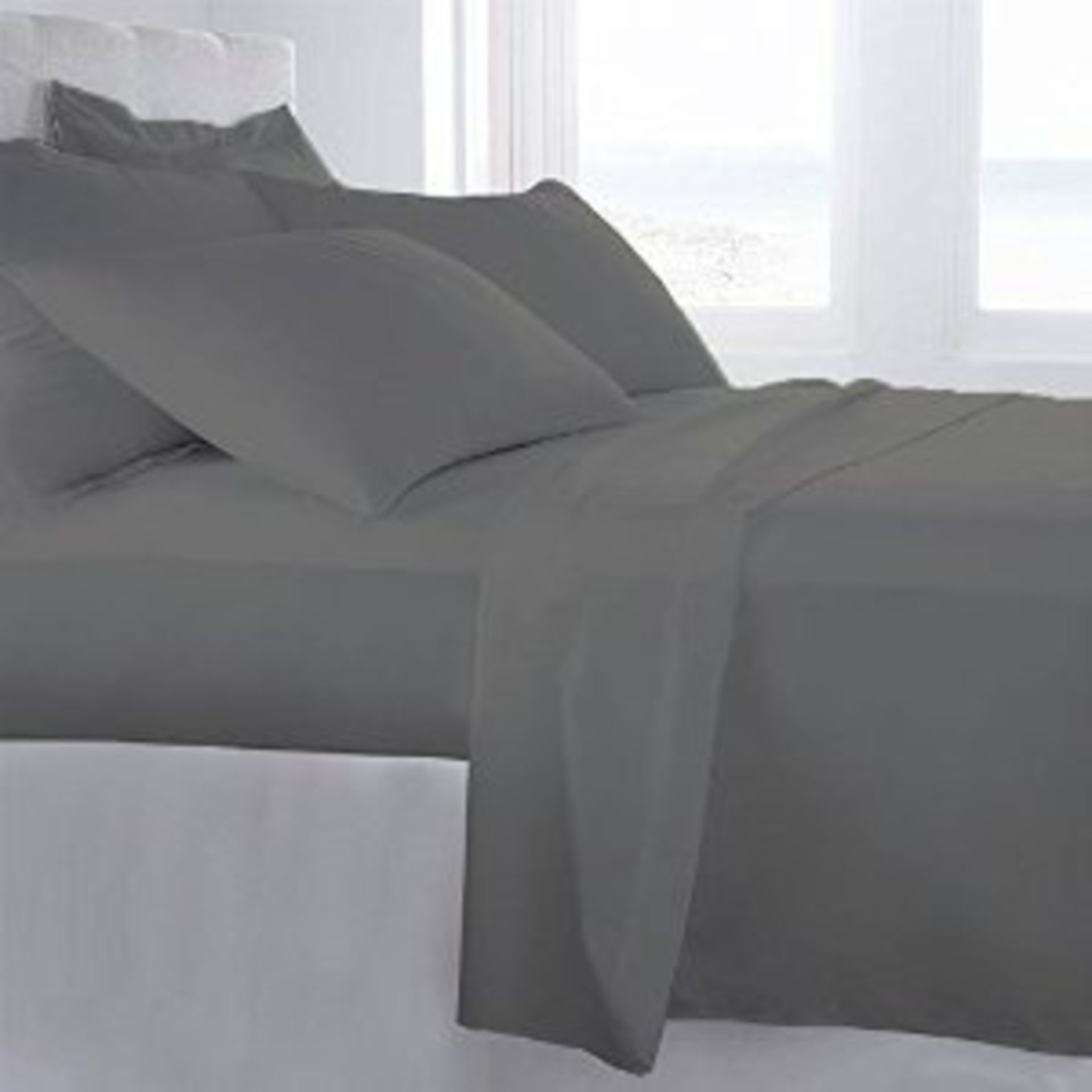 V King Size Cotton Fitted Sheet Grey