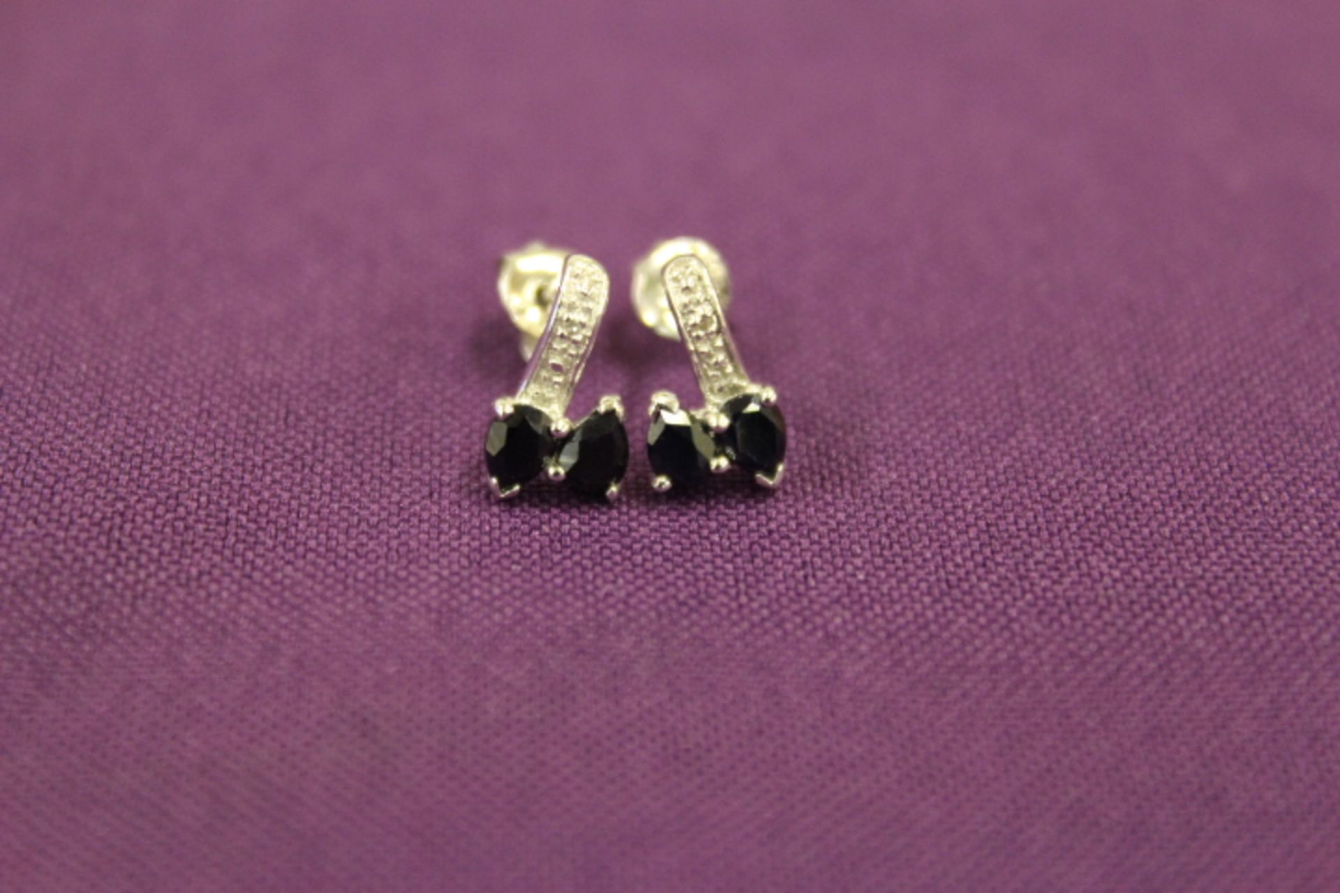 V Pair WM (925) Sapphire & Diamond Earrings