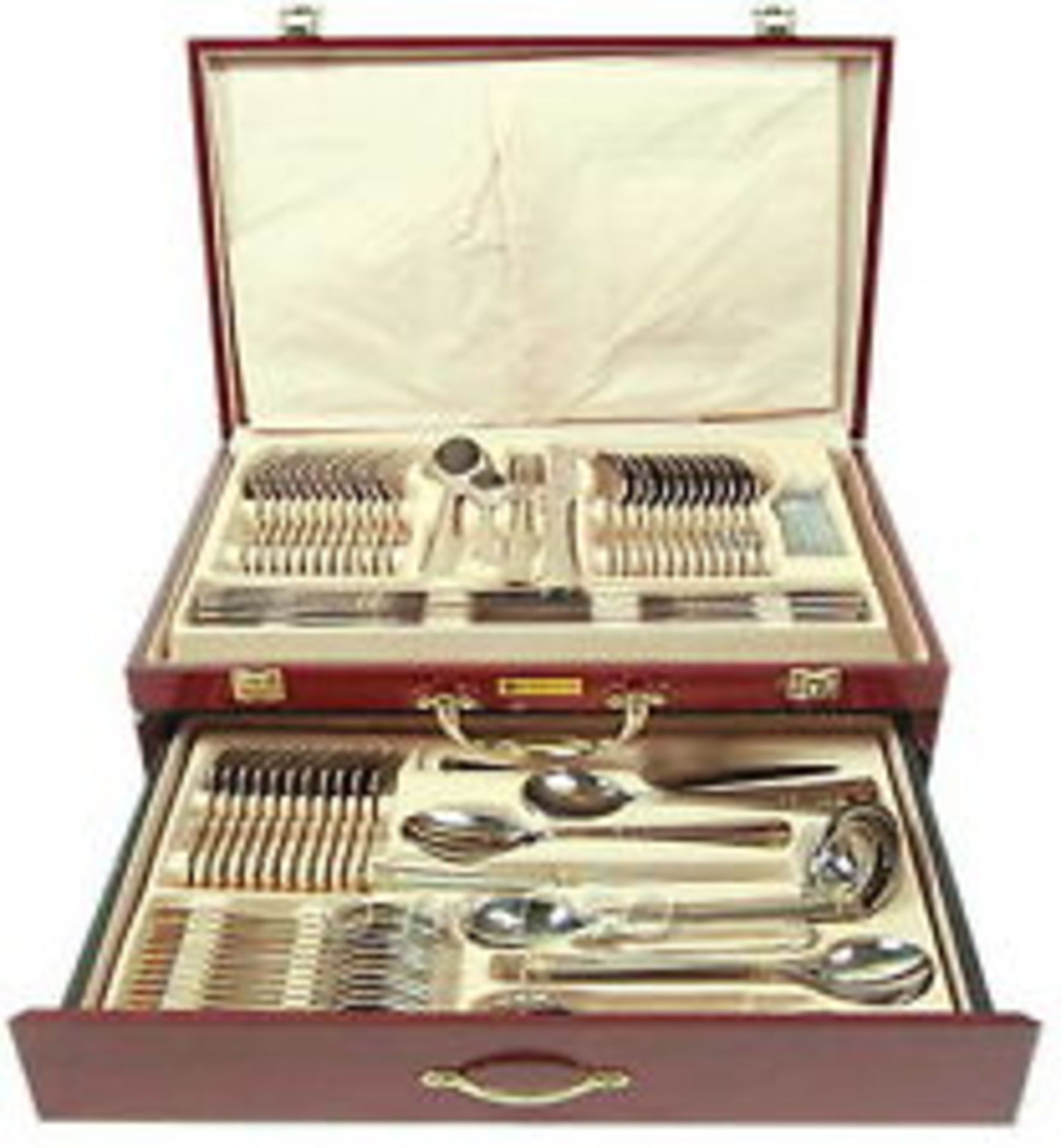 V 95pce Canteen Cutlery In Wooden Case Polished Stainless Steel Inc Ladles Etc RRP 675 Euros