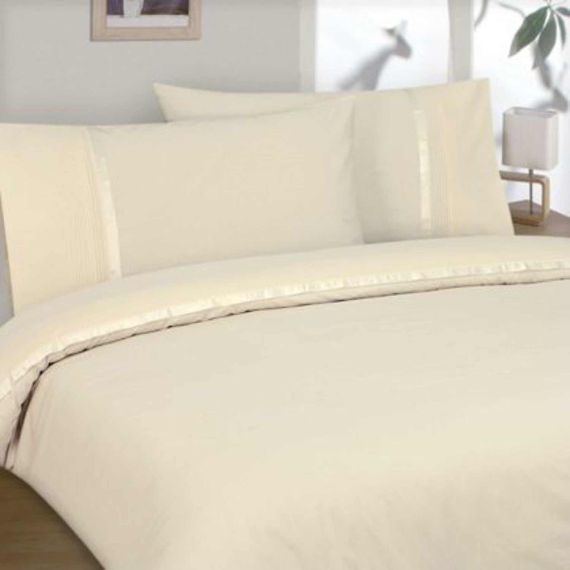V Embroidered Four Piece Double Duvet Set - Cream RRP £59.99
