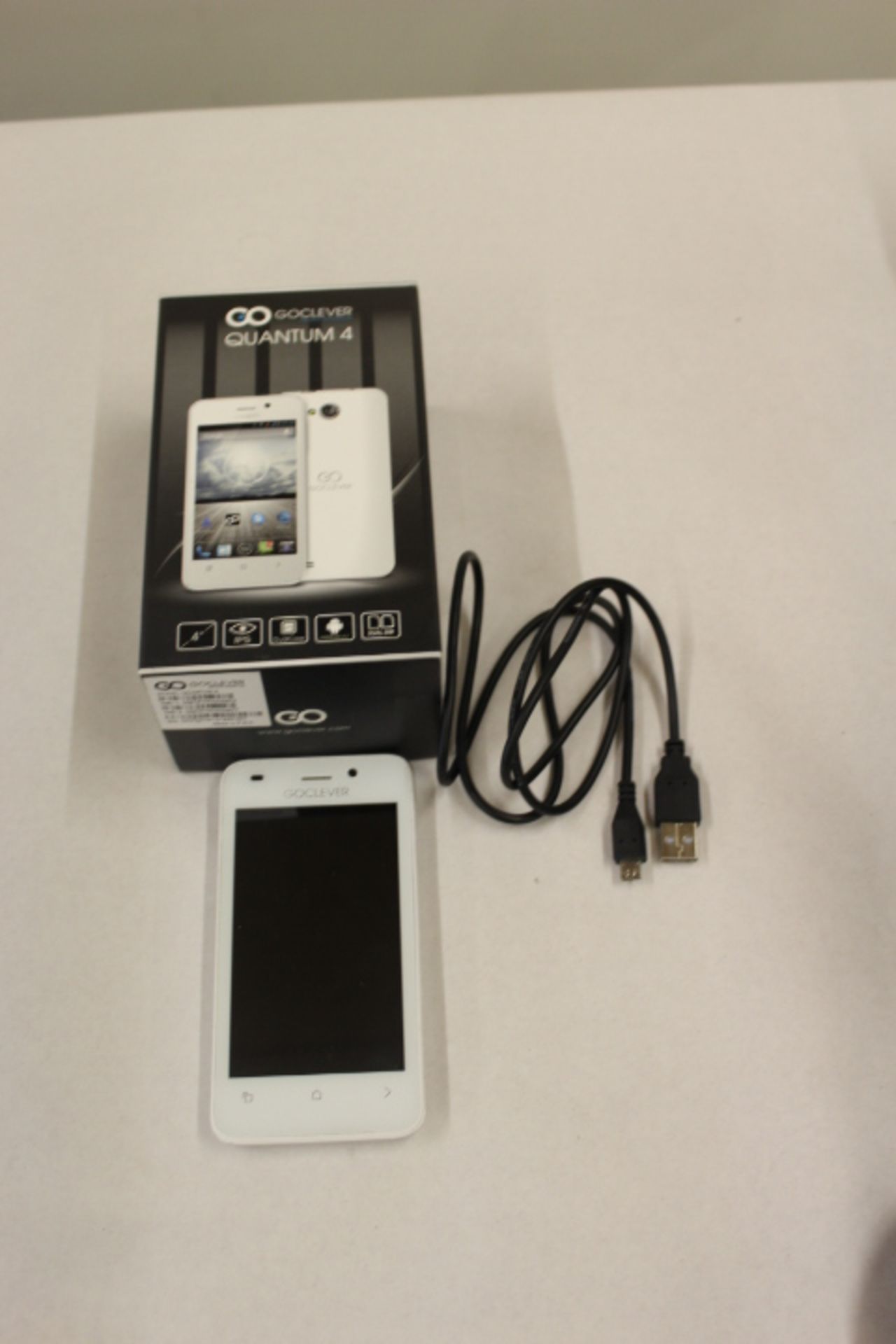 V GOCLEVER Quantum 4 4 IPS Android Dual Core A9 Dual Sim 2 Cameras BT White RRP £129 - Item Is A