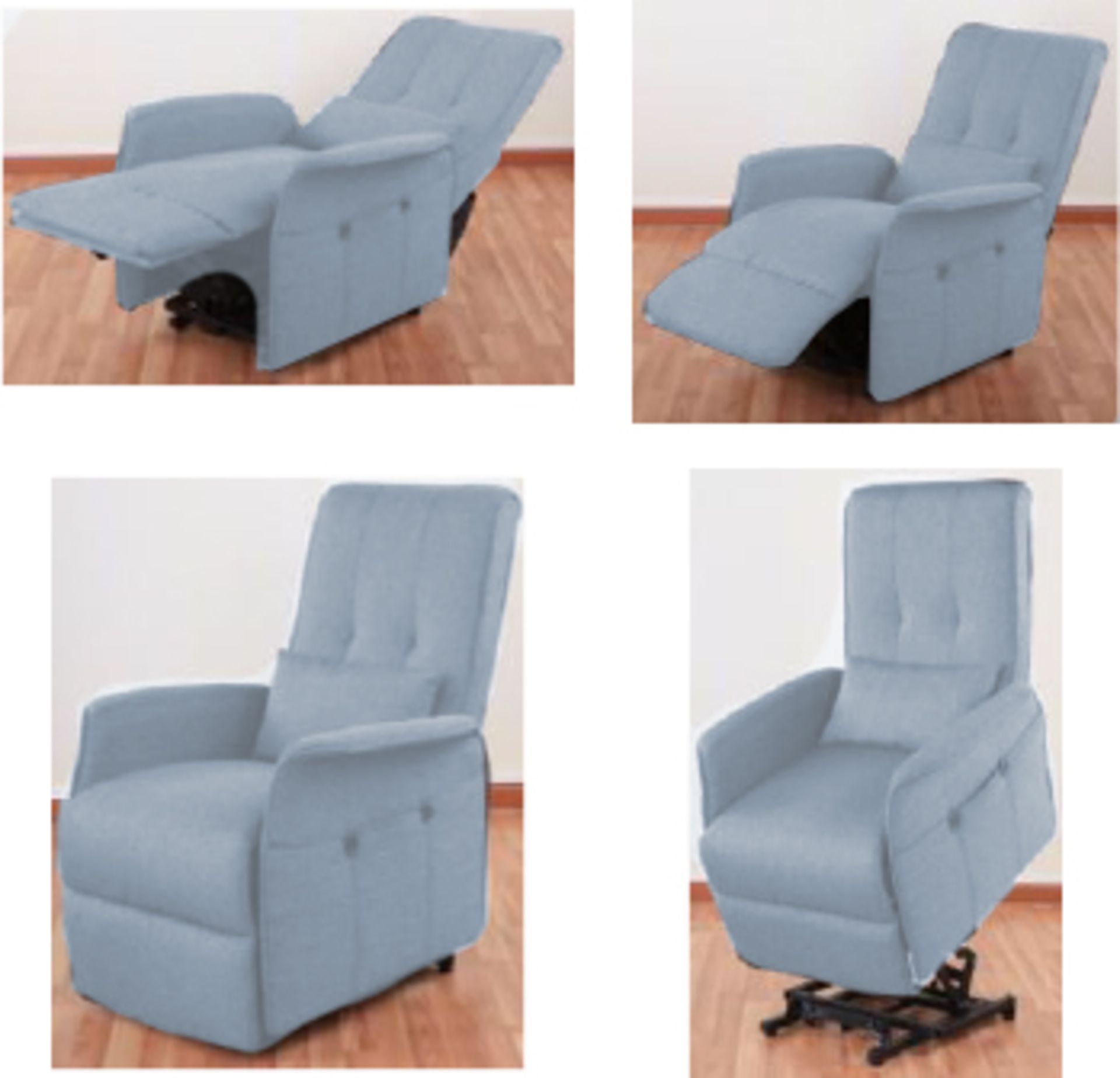 V Blue Rise & Recline Electric Chair With Remote Control