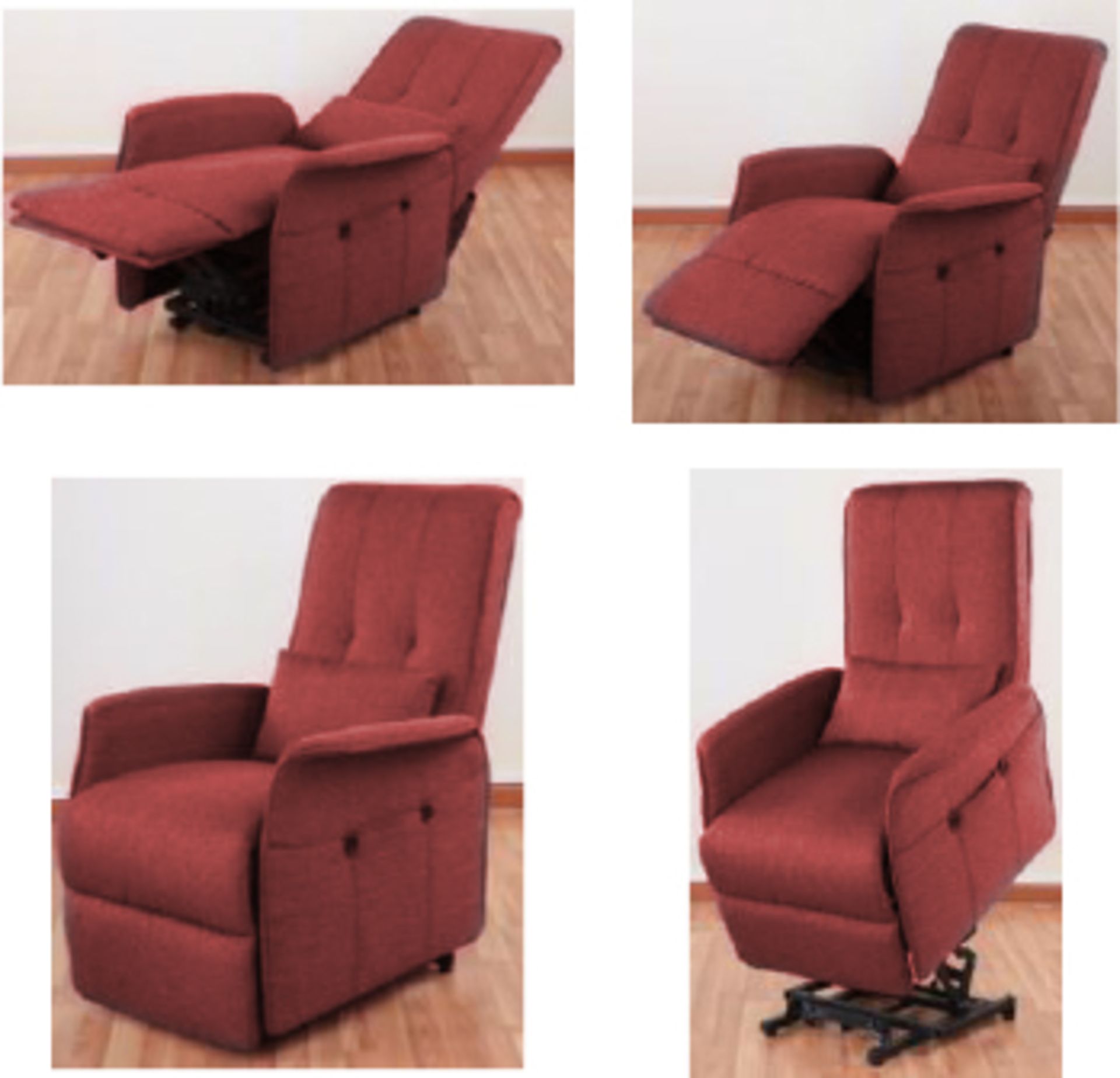 V Red Rise & Recline Electric Chair With Remote Control