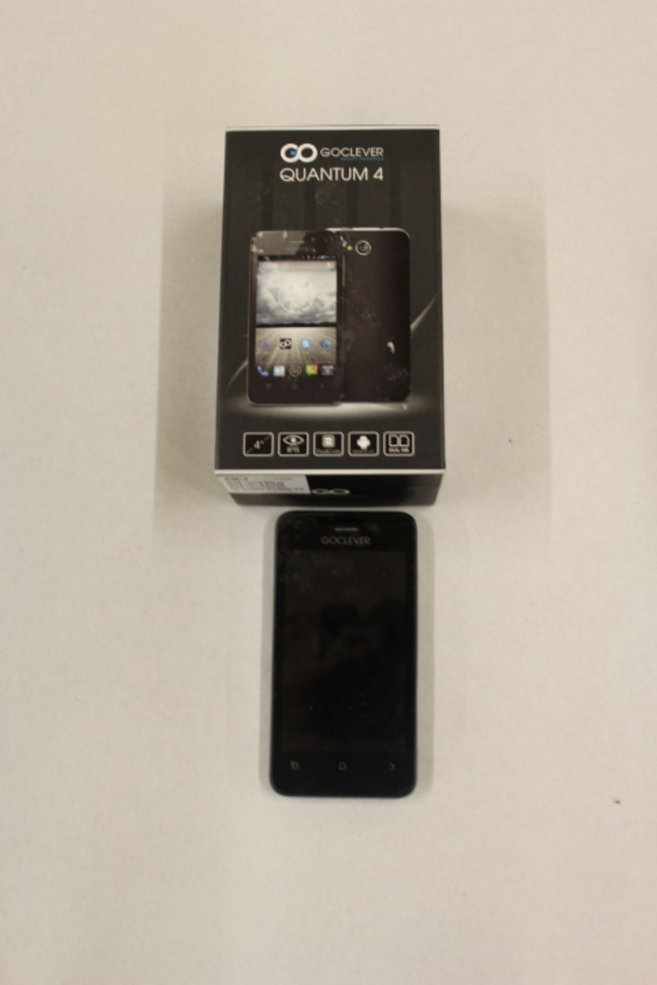 V GOCLEVER Quantum 4 4 IPS Android Dual Core A9 Dual Sim 2 Cameras BT Black RRP £129 - (Customer