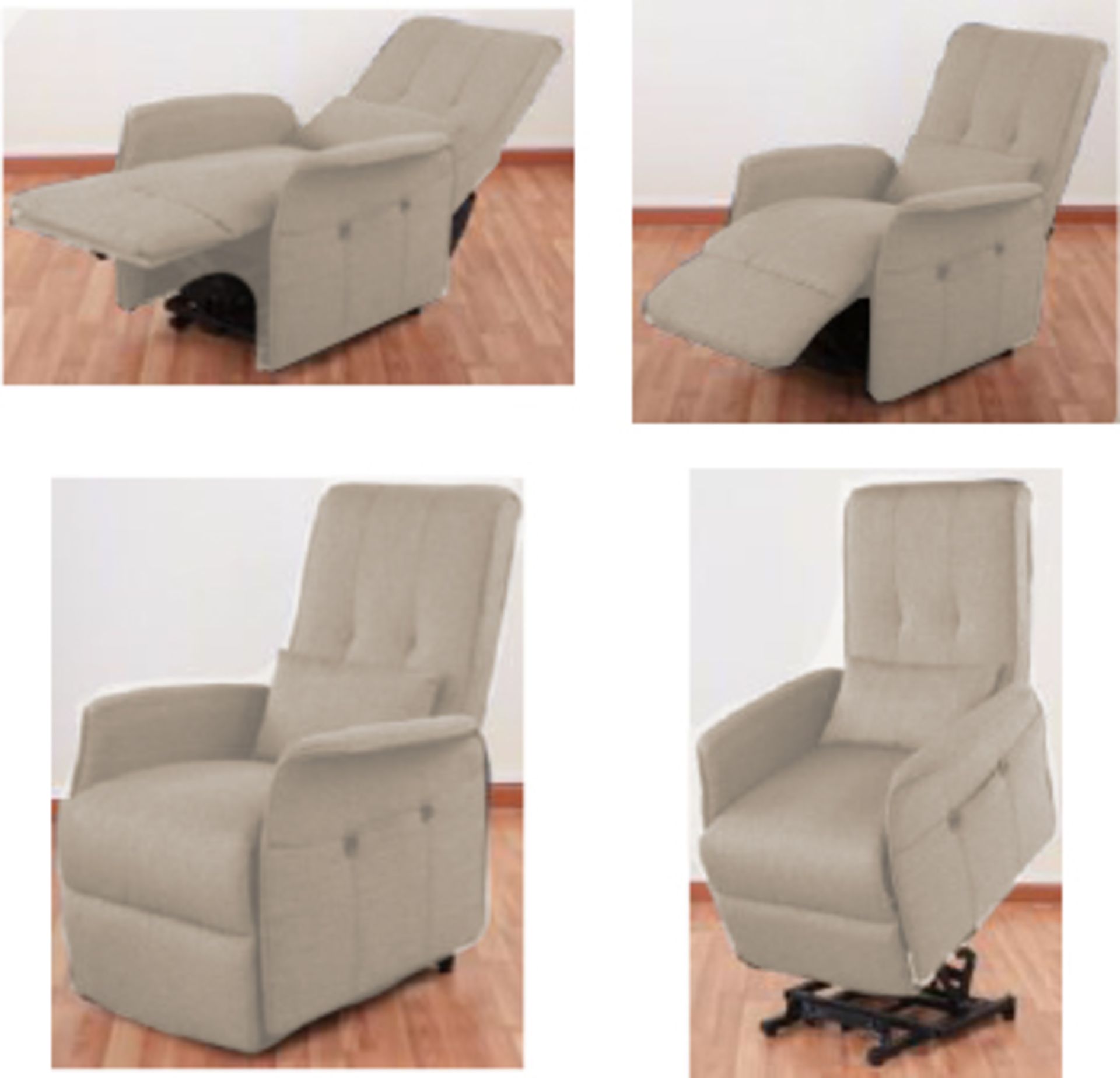 V Cream Rise & Recline Electric Chair With Remote Control