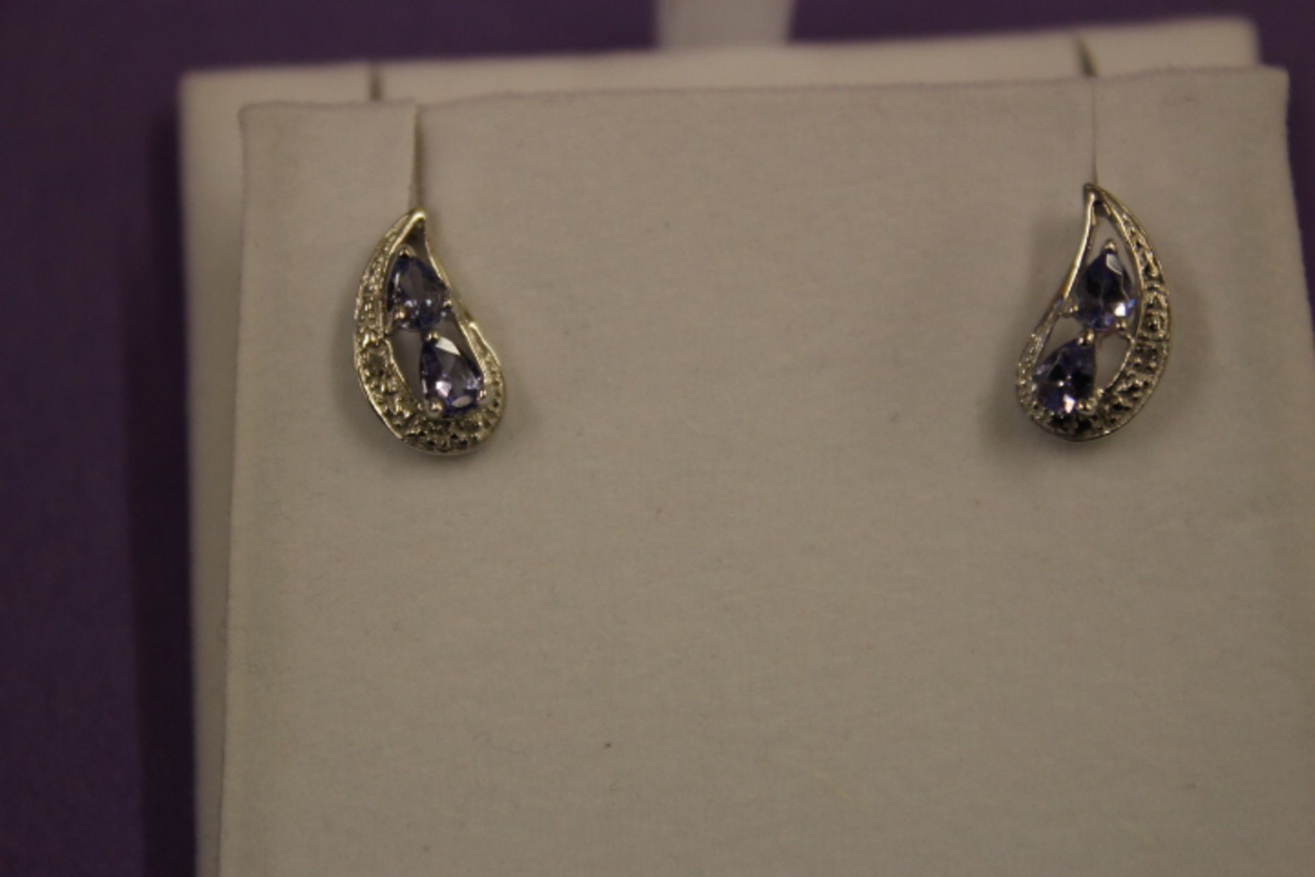 Pair WM (925) Tanzanite & Diamond Earrings