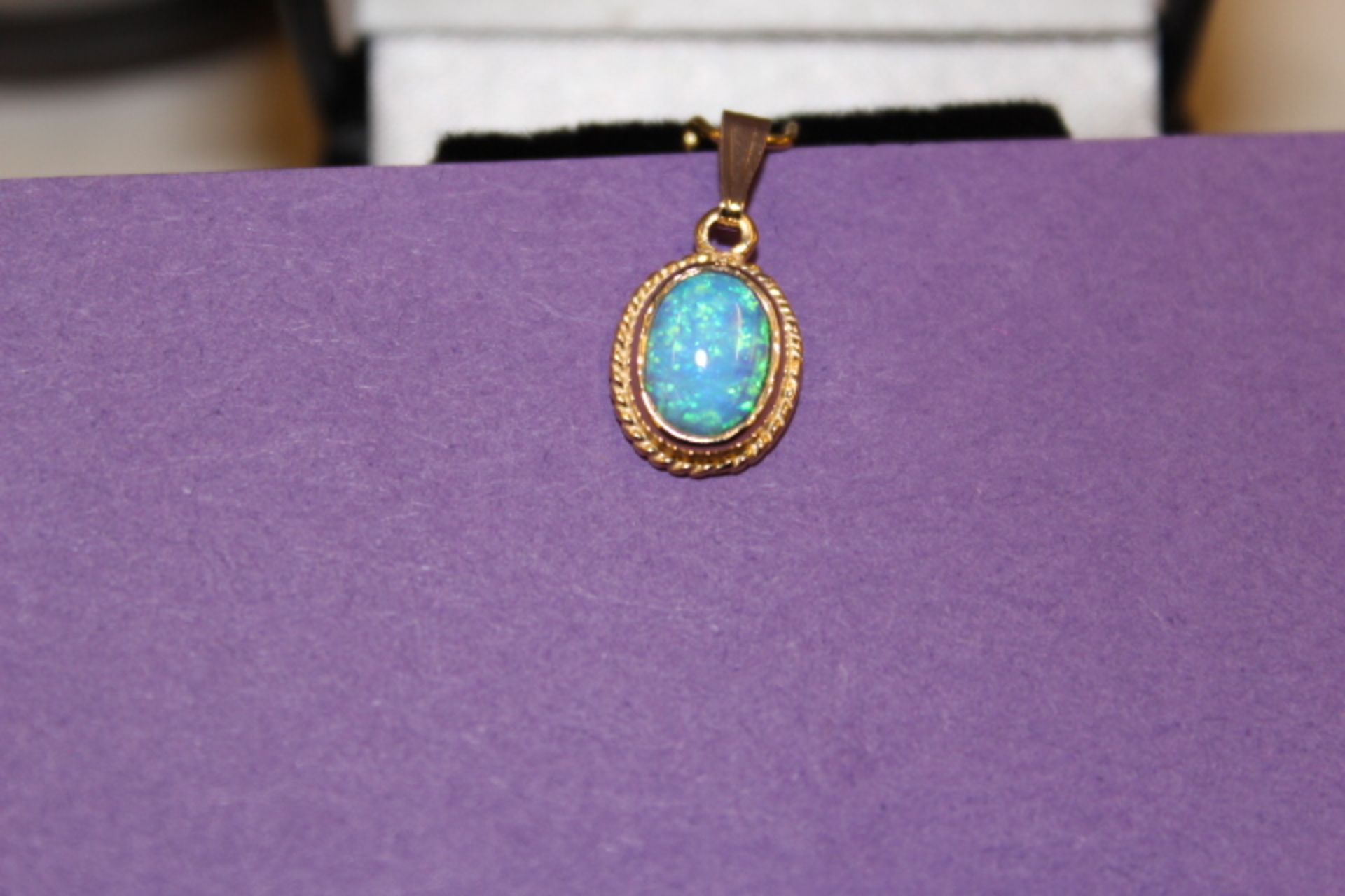 Gold Blue Opal Pendant