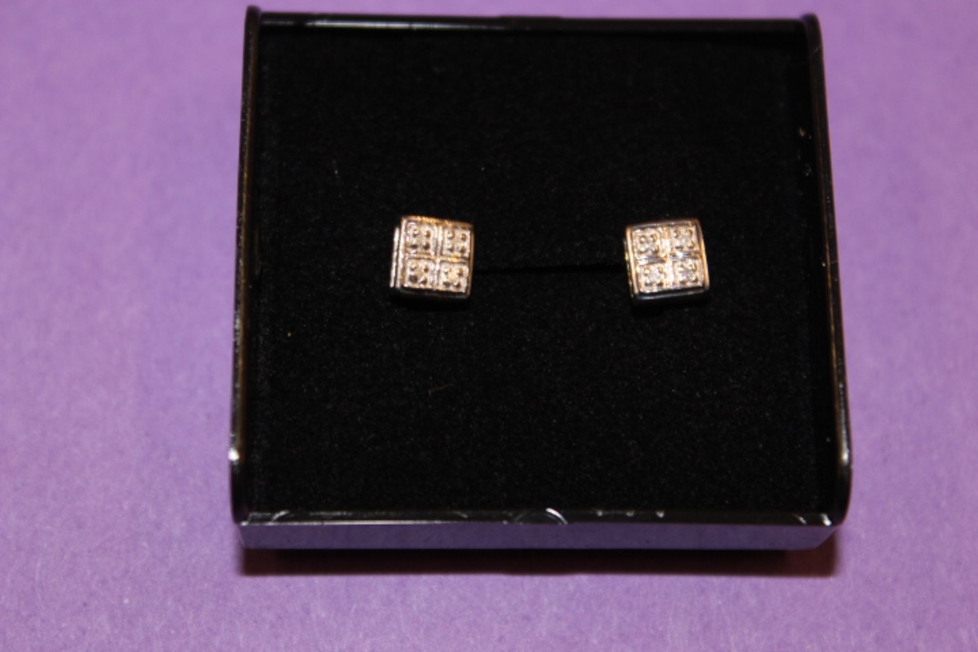 Pair WM (925) Square Diamond Earrings