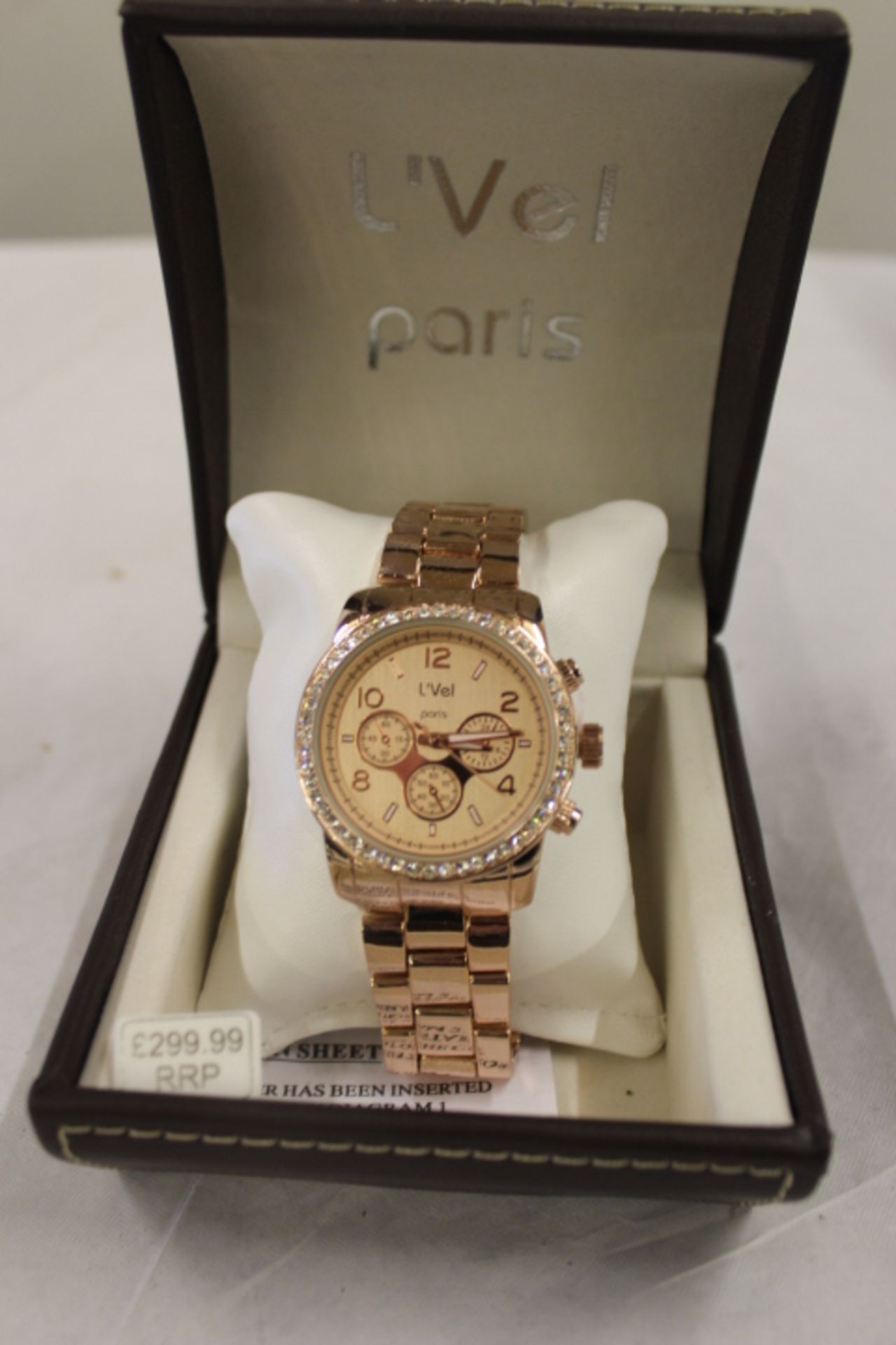 V L'vel Paris Rose Dress Watch With Jewelled Bezel Box Papers etc