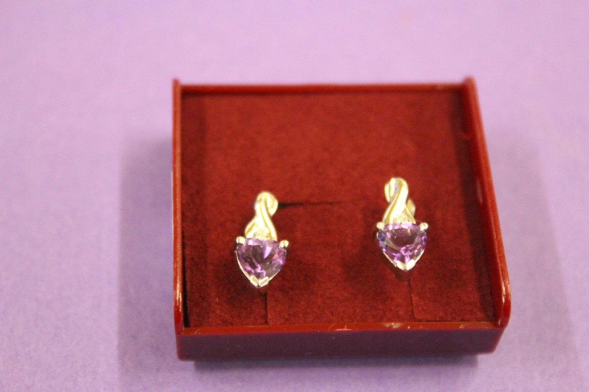 Pair WM (925) Amethyst & Diamond Earrings