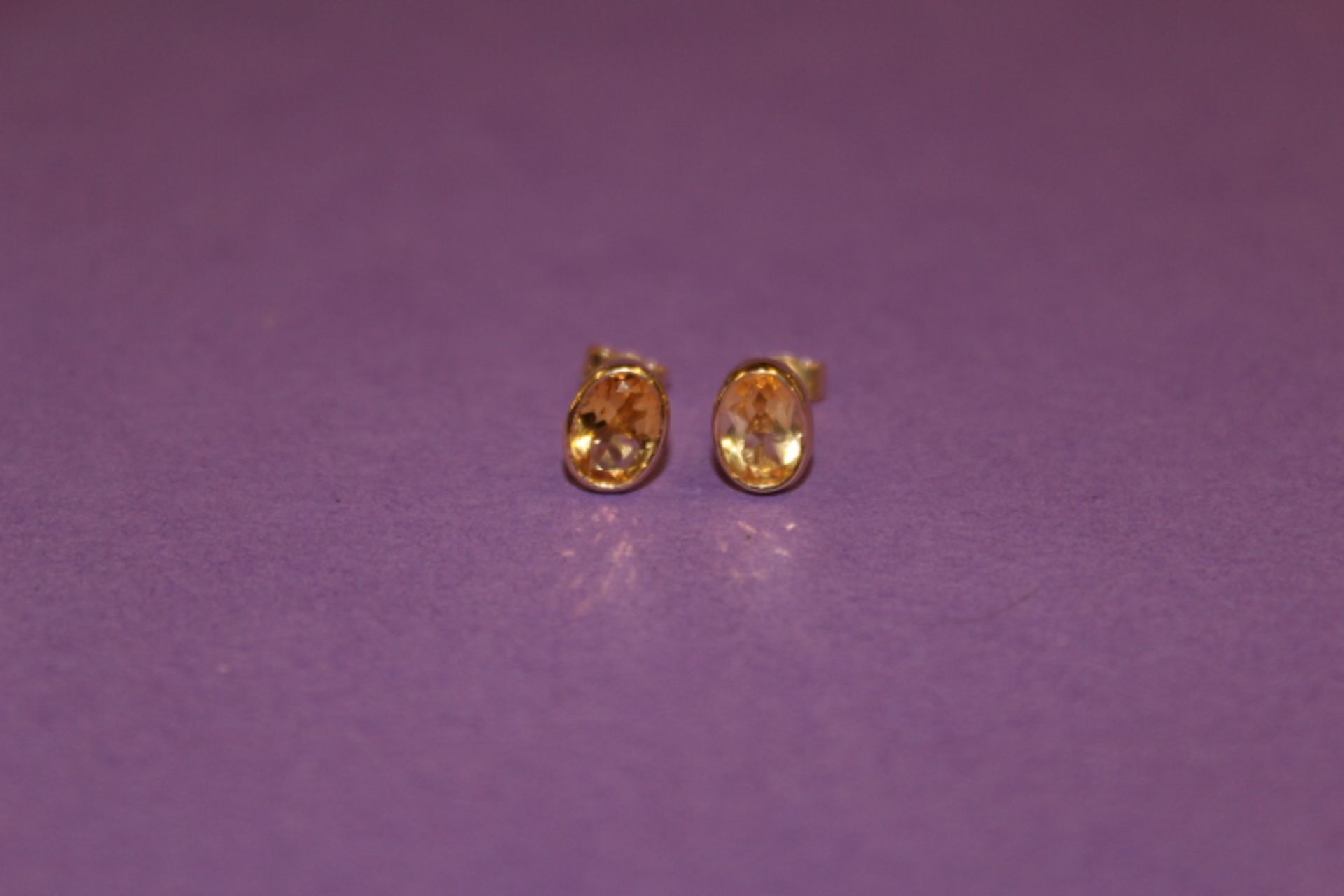 V Pair Ladies Gold Citrine Earrings