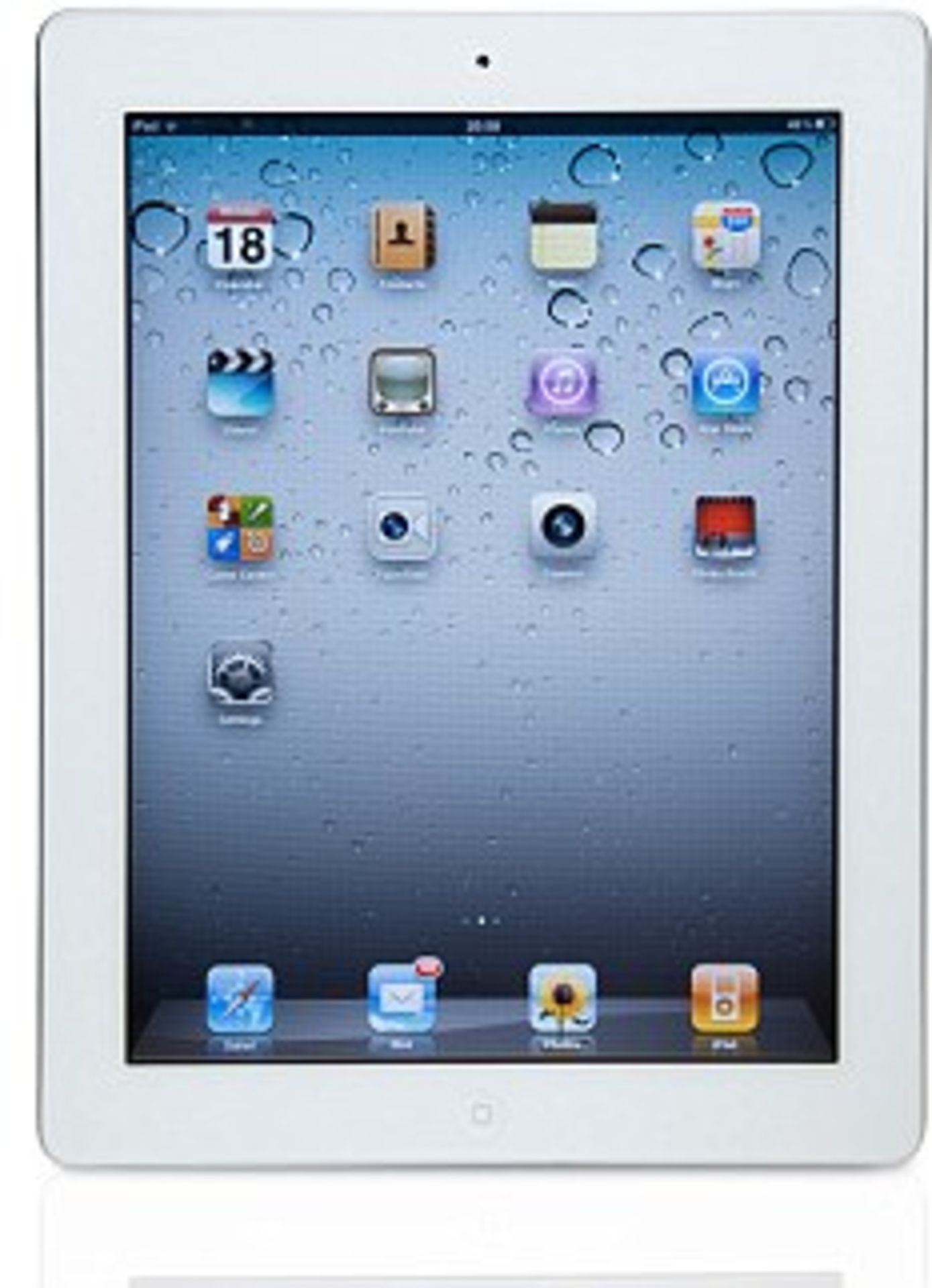 V Apple iPad 2 16GB White Front & Rear Camera 3G & Wifi Lead & Charger Factory Graded Generic Box