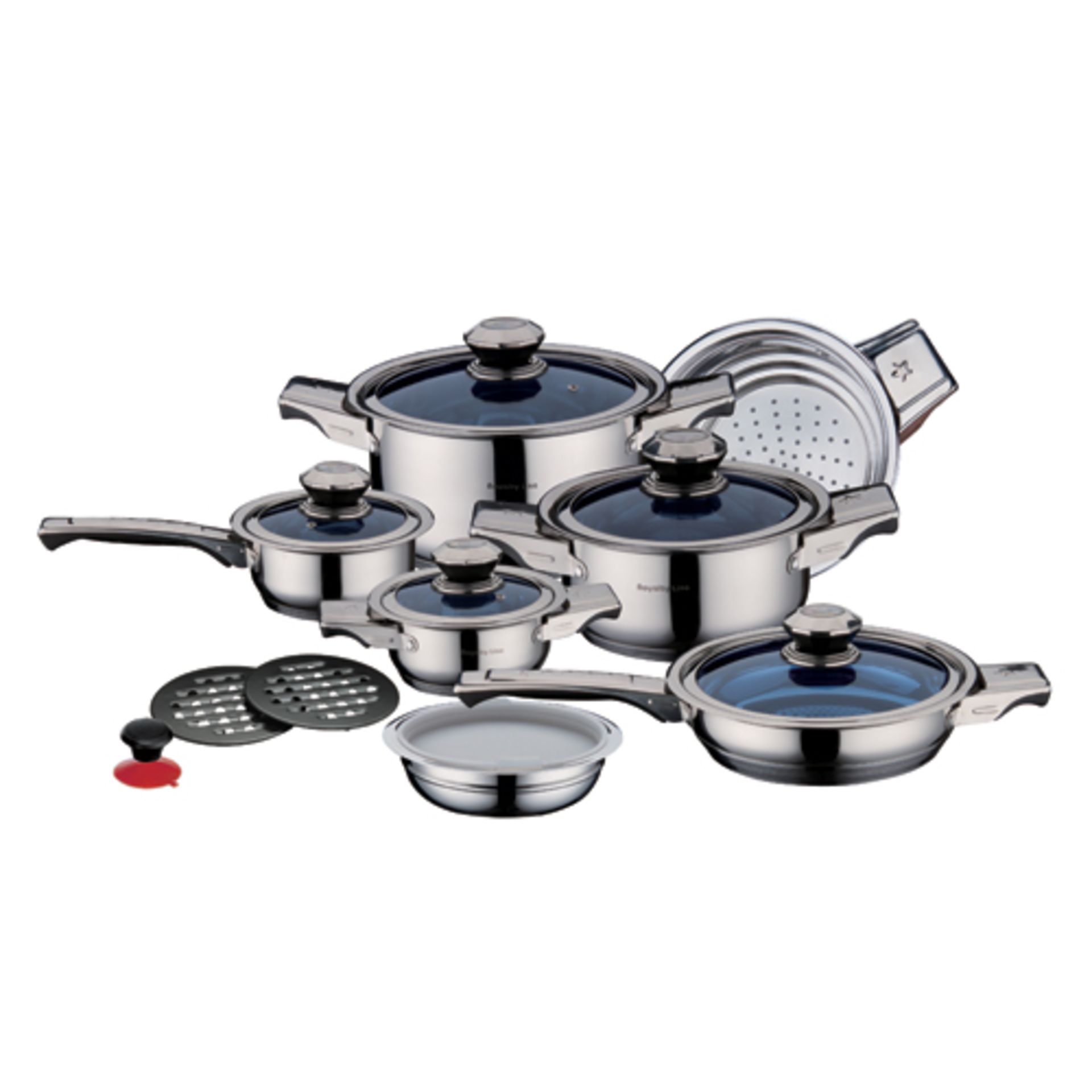 V 16pc Precision Royalty Line Switzerland Stainless Steel Cooking Set With Glass Lids RRP 1650.00 - Image 2 of 2