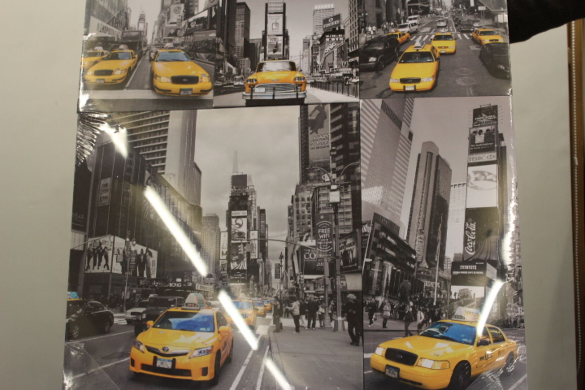 V Set of 5 New York City taxi prints (largest 16" x 16")