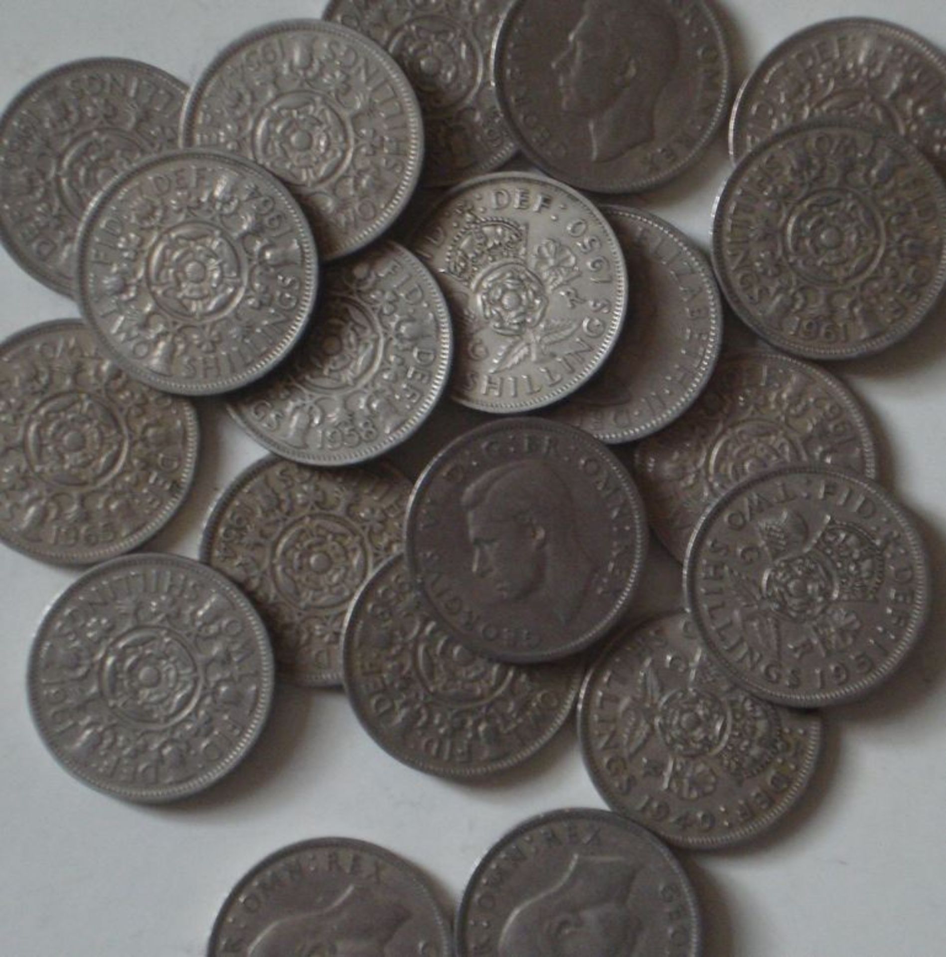 Qty of old two shilling coins