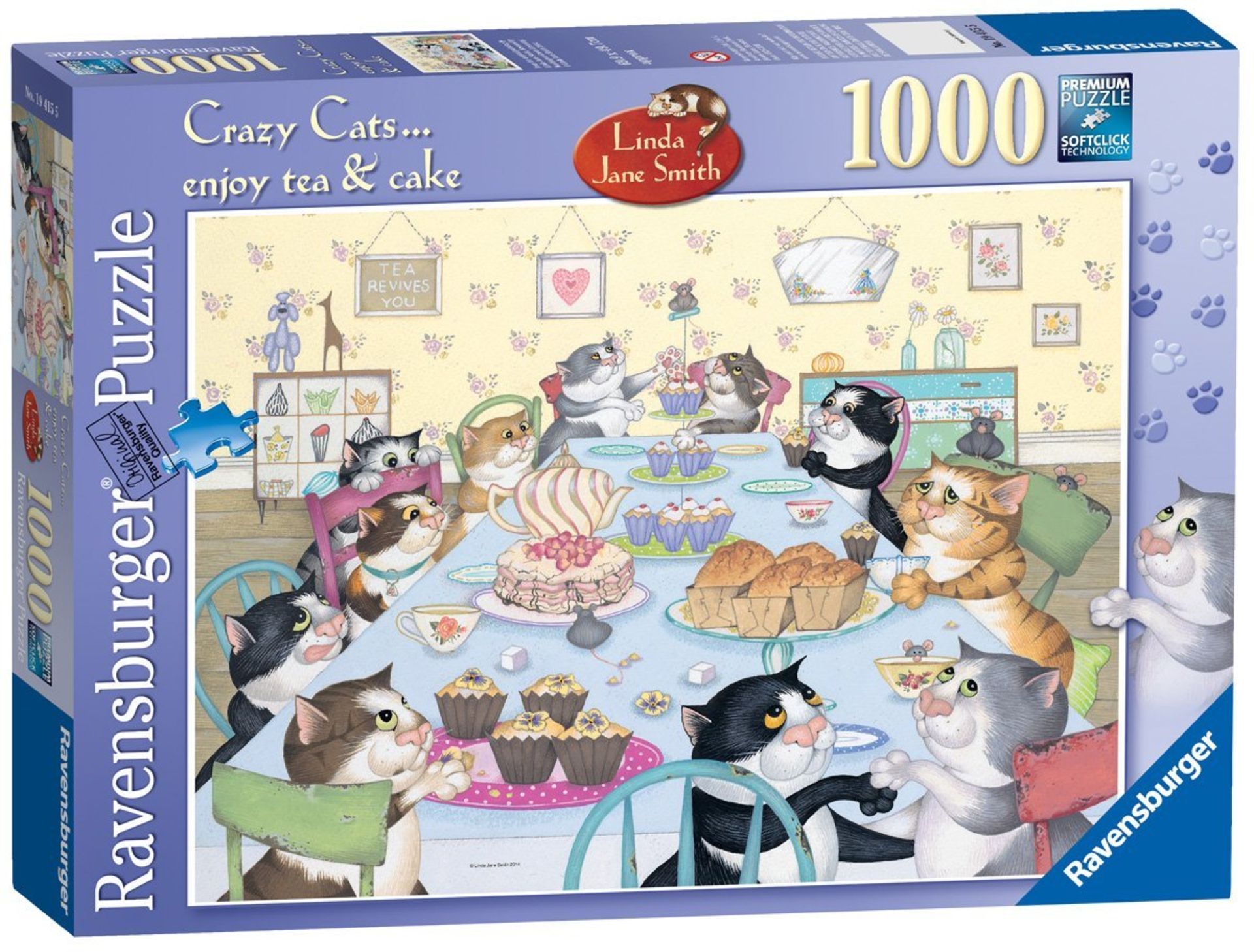 V Ravensburger Puzzle Crazy Cats enjoy tea and cake - Linda Jane Smith - 1000 pcs