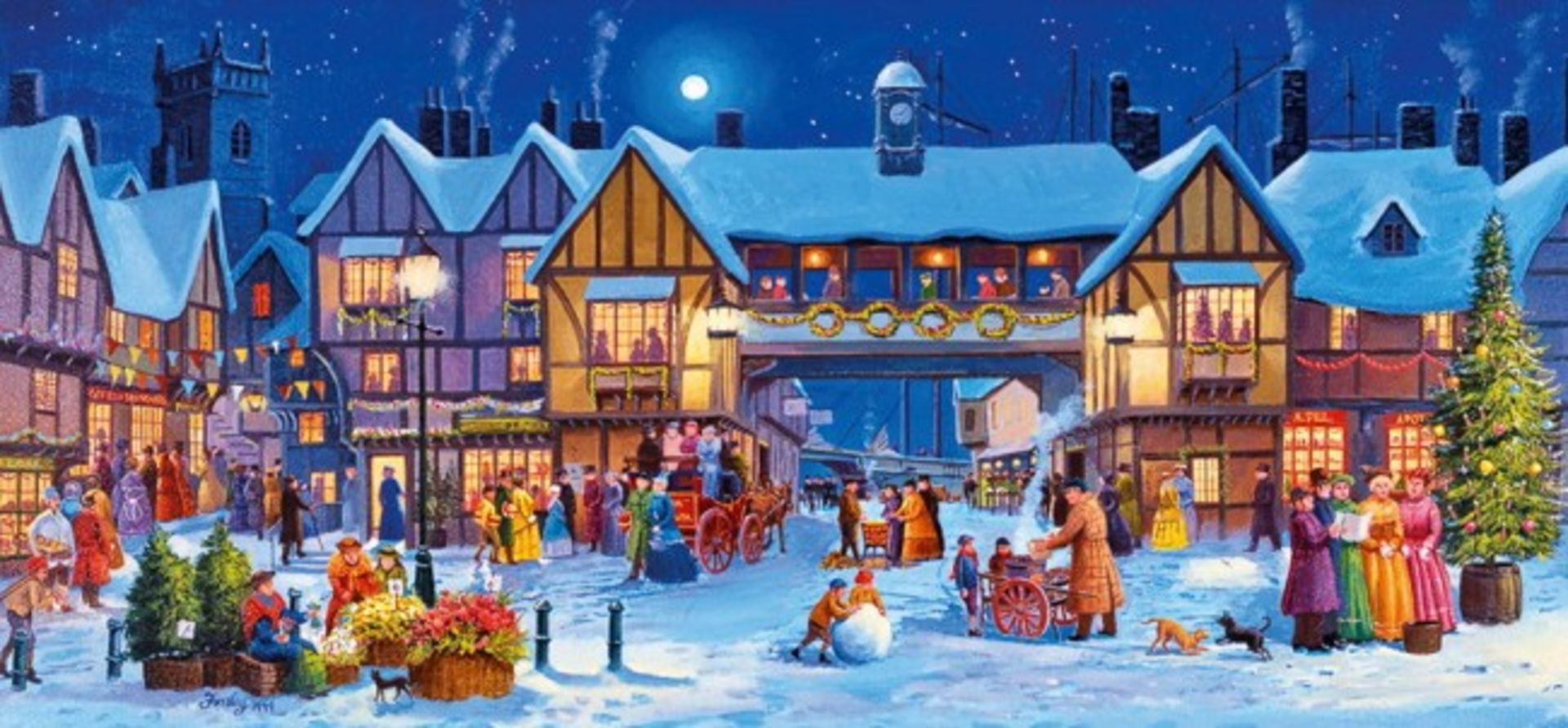 V Gibsons "Christmas In The Square" Super Deluxe Jigsaw Puzzle X  2  Bid price to be multiplied by