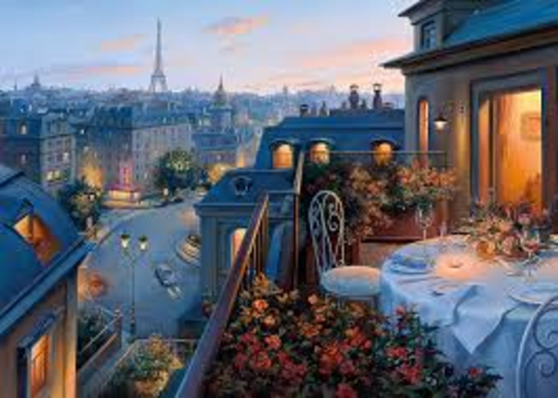 V Gibsons Evgeny Lushpin "An Evening In Paris" 1000pc Puzzle X  2  Bid price to be multiplied by