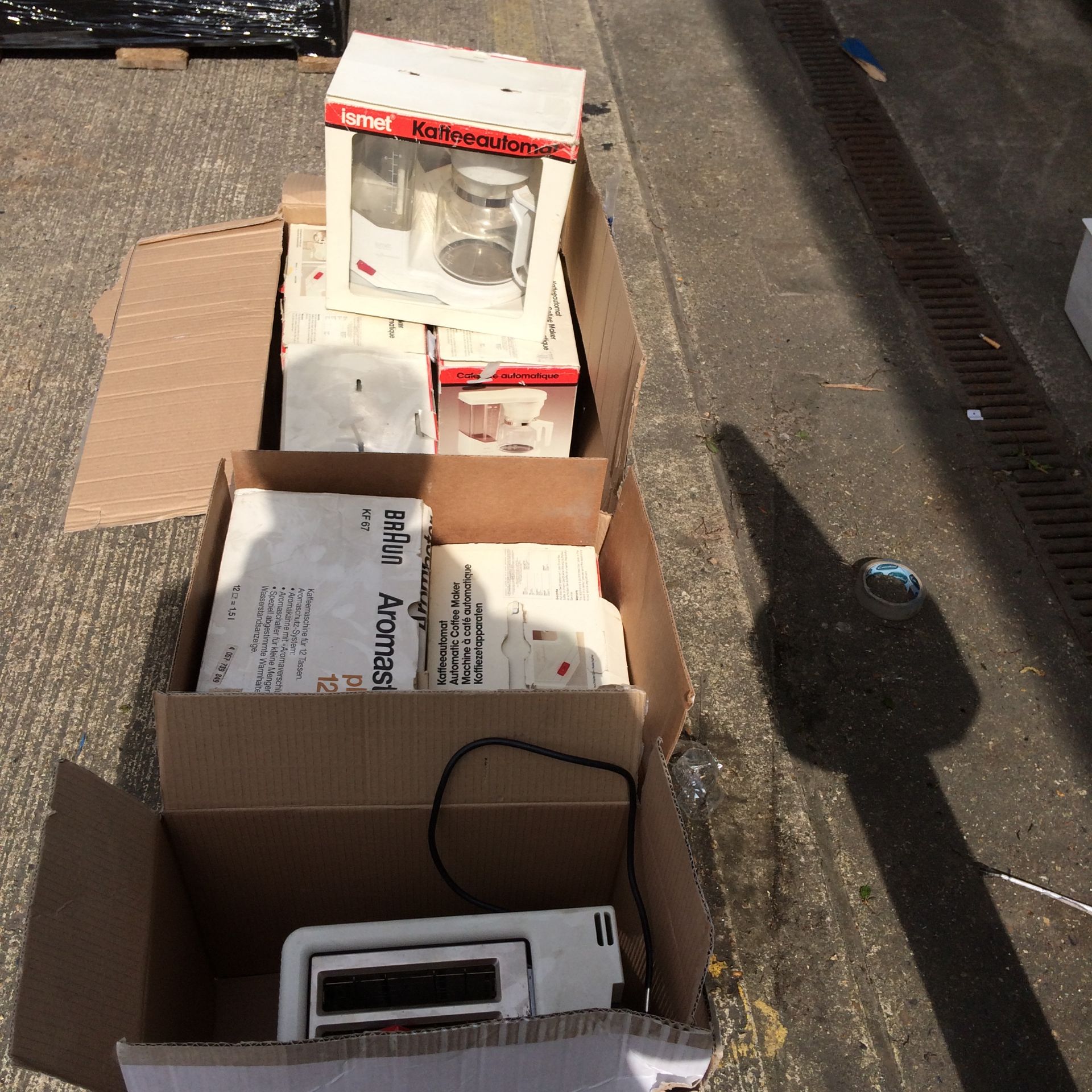 Three Boxes Containing Coffe-Makers Toasters Etc