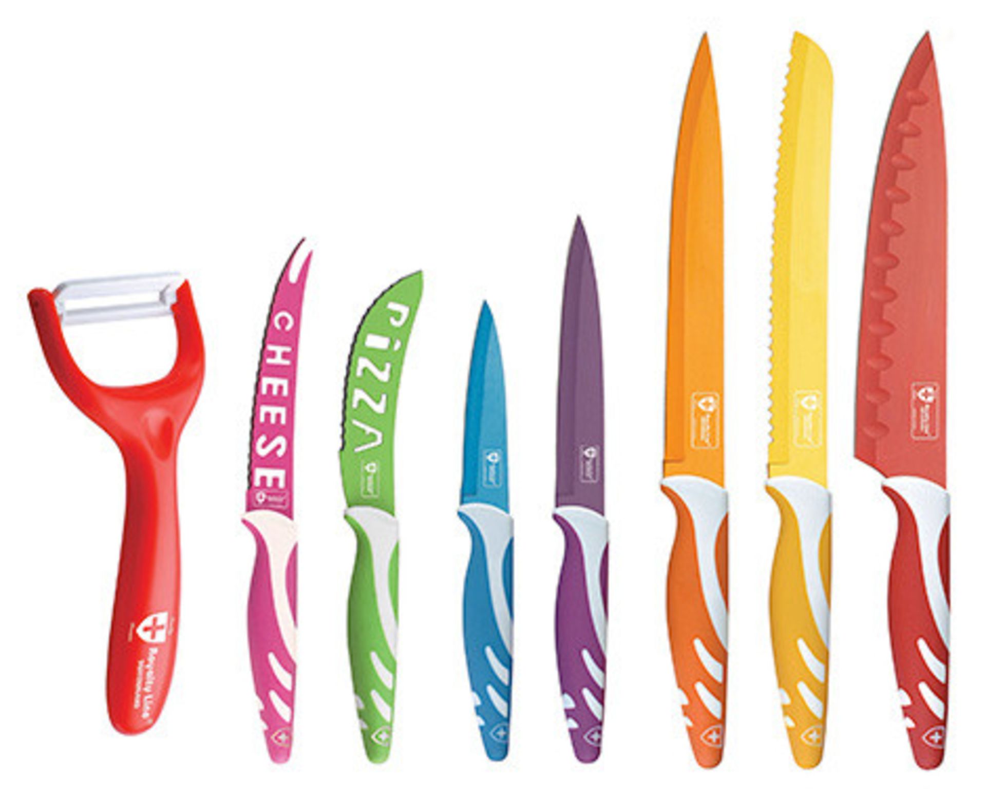V 7 Piece Non-Stick Multi Coloured Knife Set RRP99.00 Euros (Handle pattern varies from photo) - Image 2 of 2