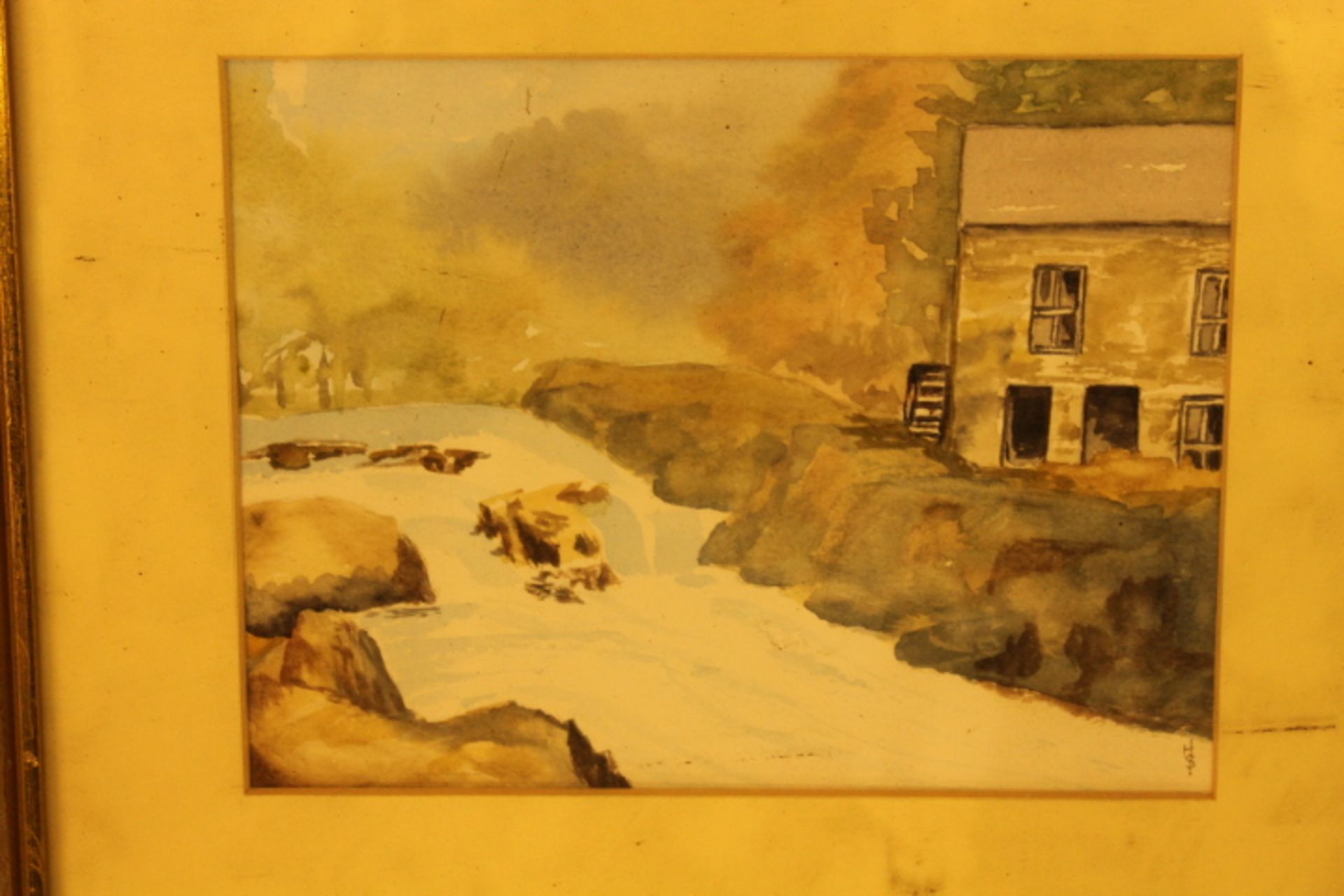 Watercolour of Cenarth Hill & Falls By Hilary Smith