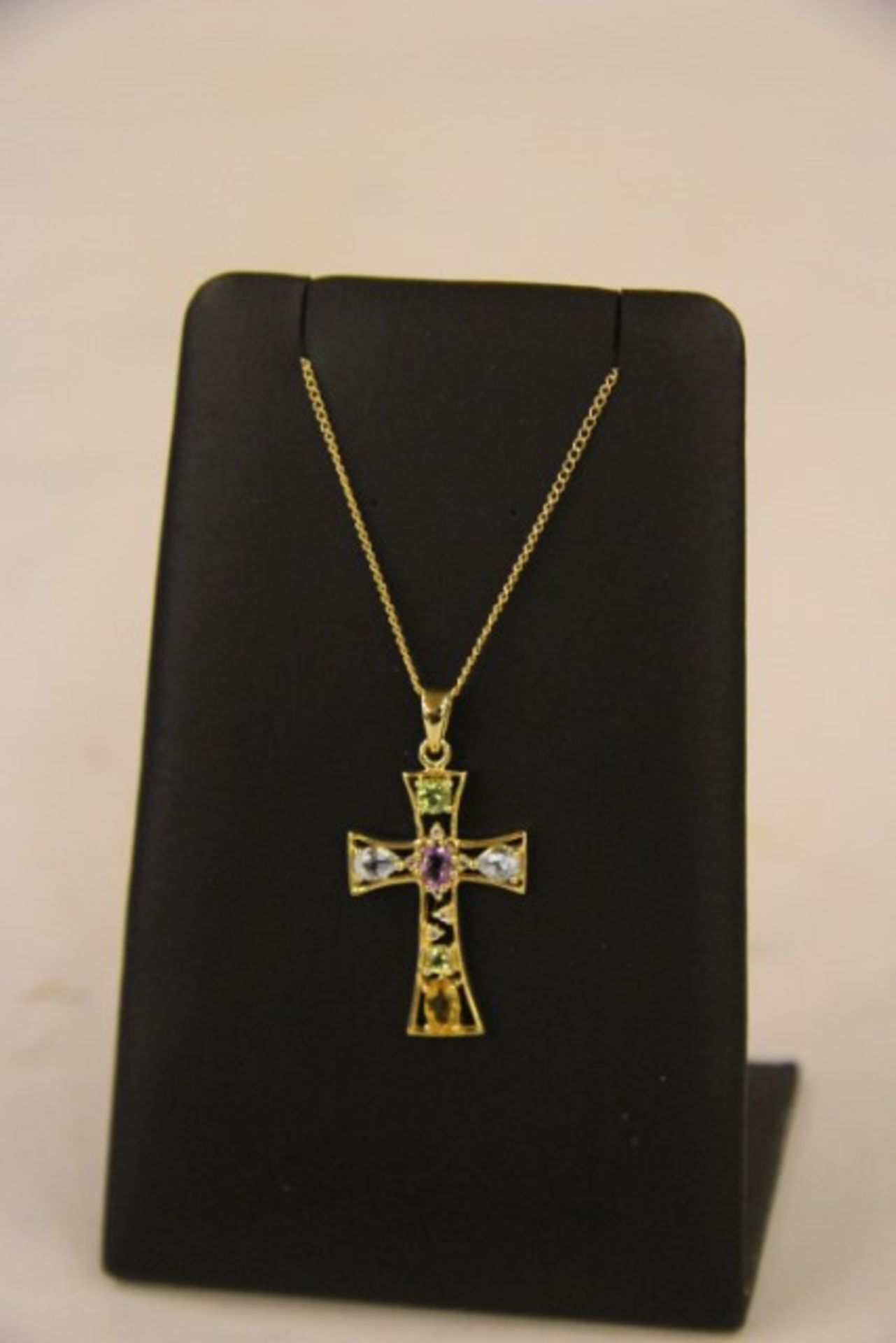 V YM Chain & Multi Stone Cross X  4  Bid price to be multiplied by Four