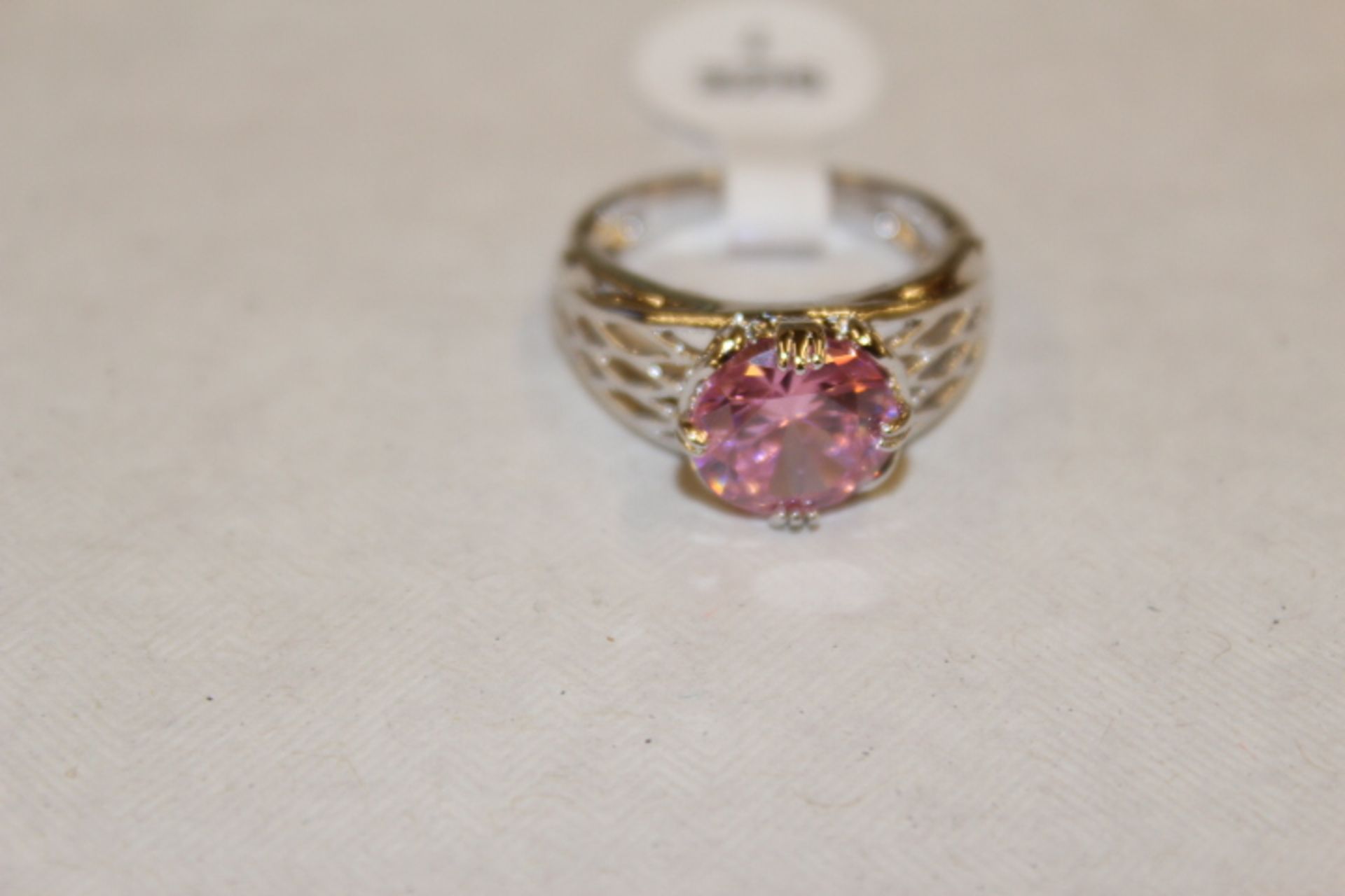 Round Cut Solitaire Pink Topaz Silver Ring