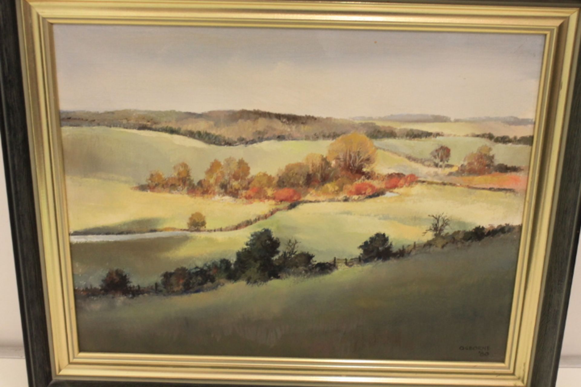 Framed Oil Country Scene Signed Osborne 80