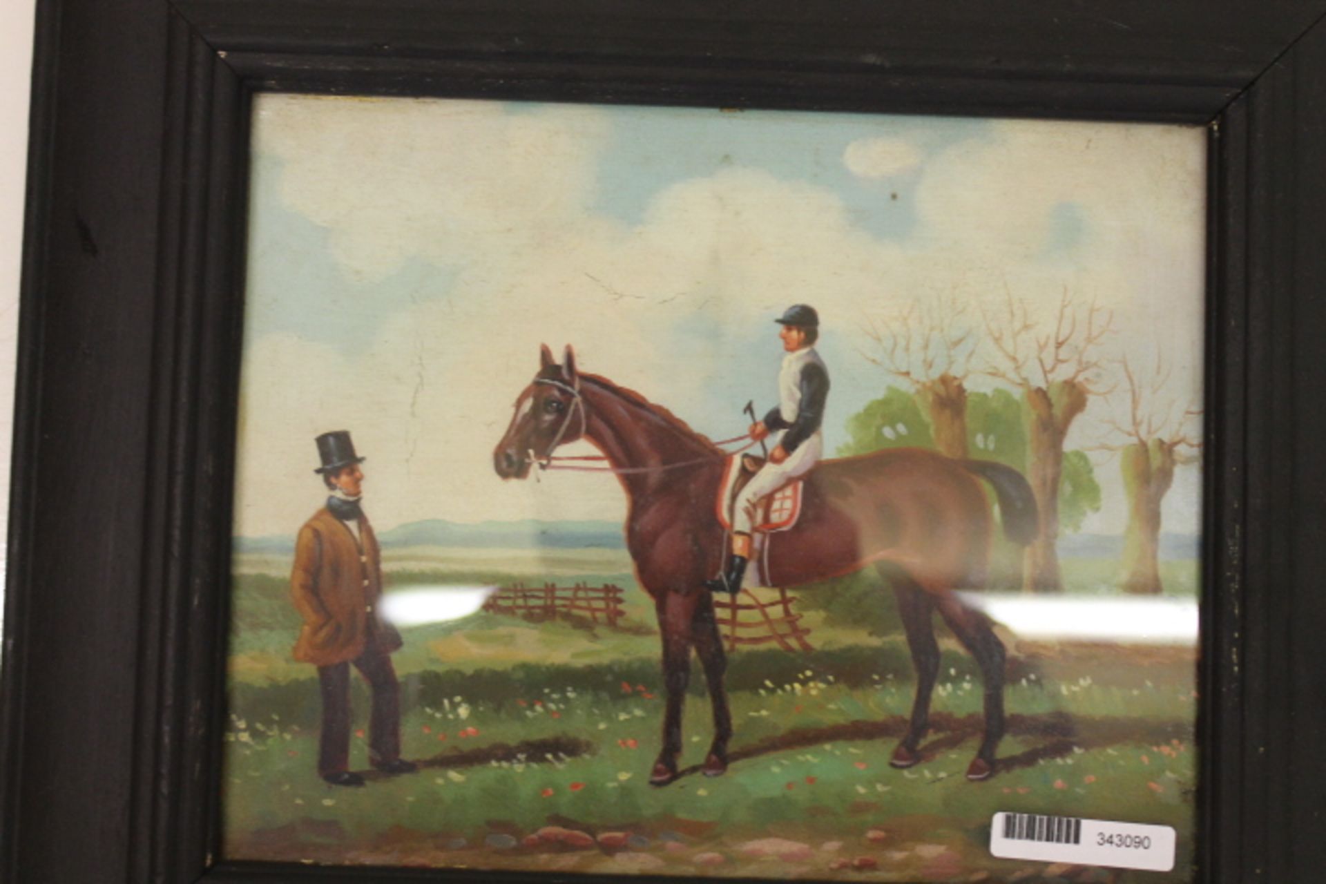 Oil On Canvas Equine Study Horse Jocket & Squire