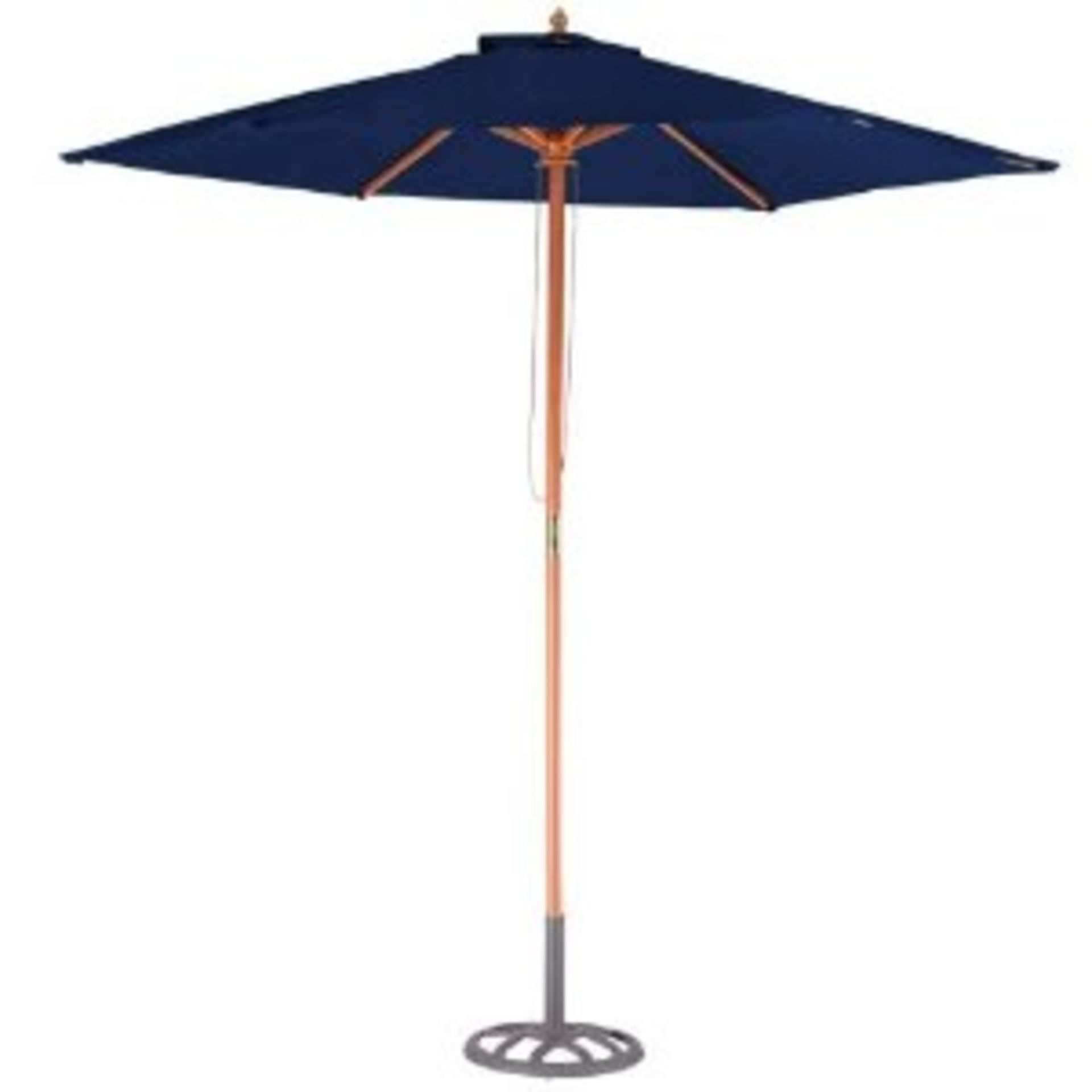 V  Grade A Navy Blue 2.5m Wooden Pulley Parasol