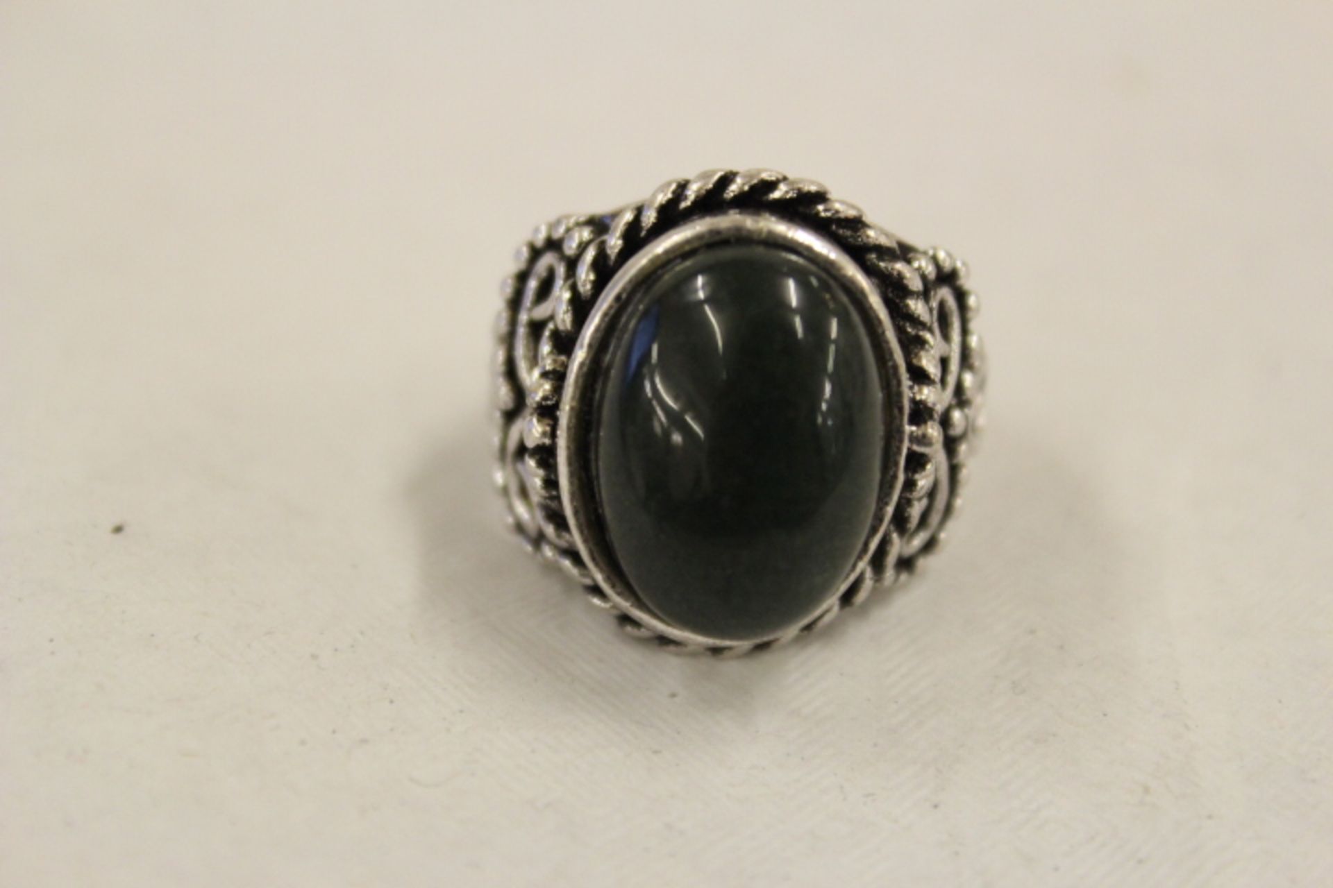 Tibet Black Jaded Ring Size 17