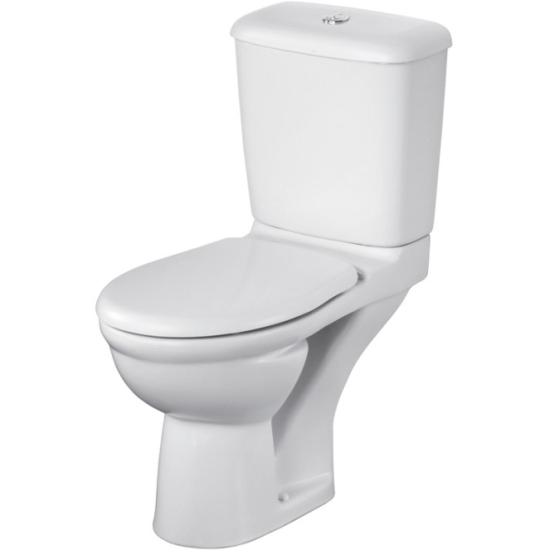 V  Grade U White Close Coupled WC With White Seat And Chrome Dual Flush Buttons 375 x 660mm