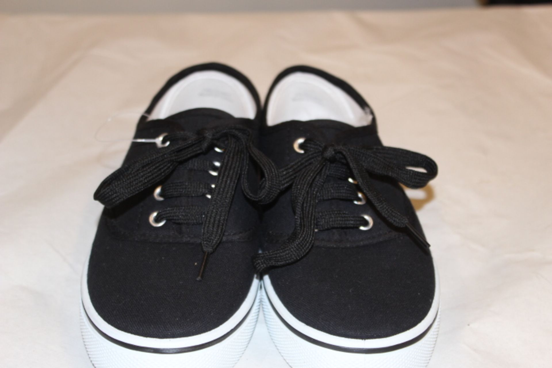 V Black Canvas lace up deck shoes size 1