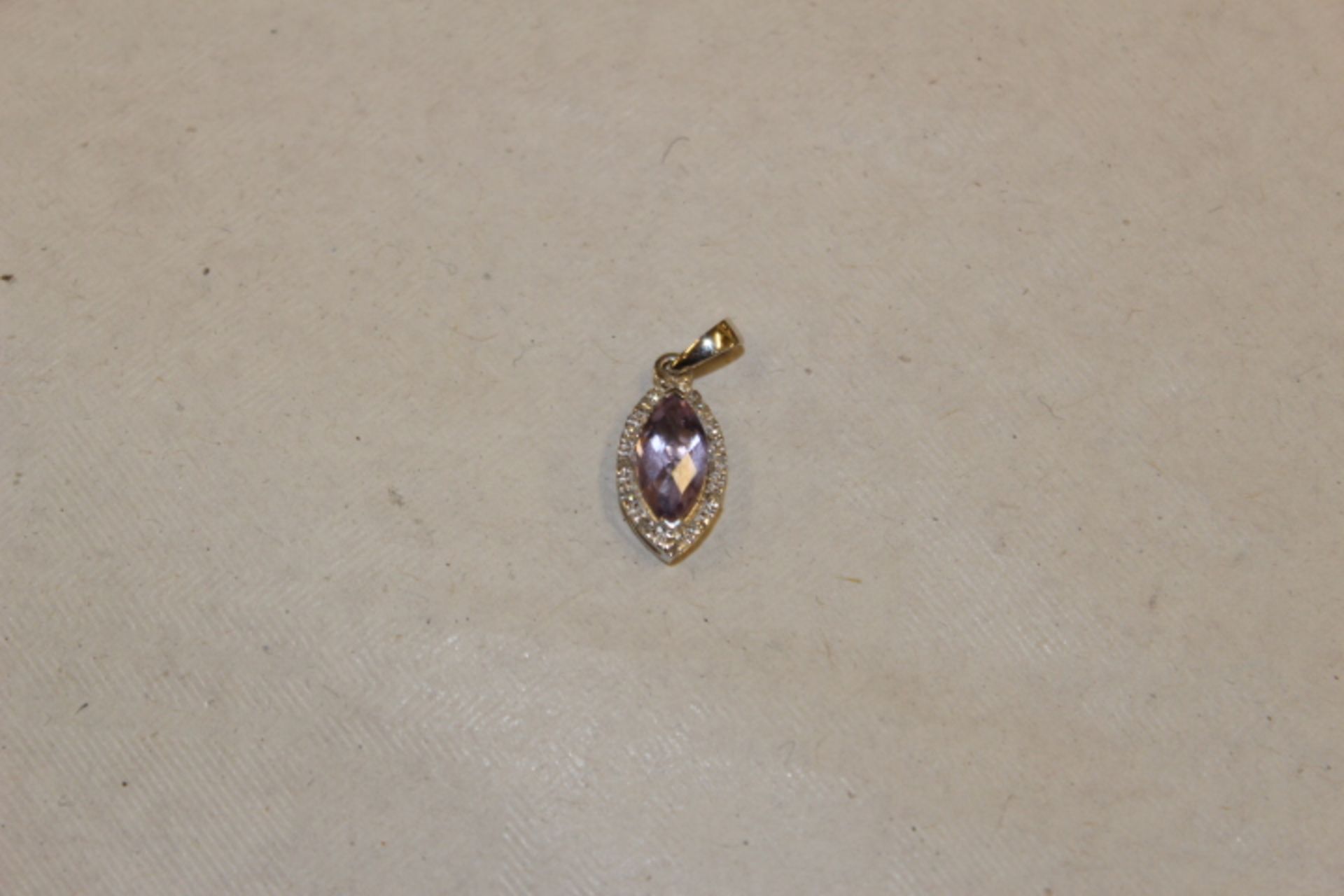 White Gold Amethyst & Diamond Pendant