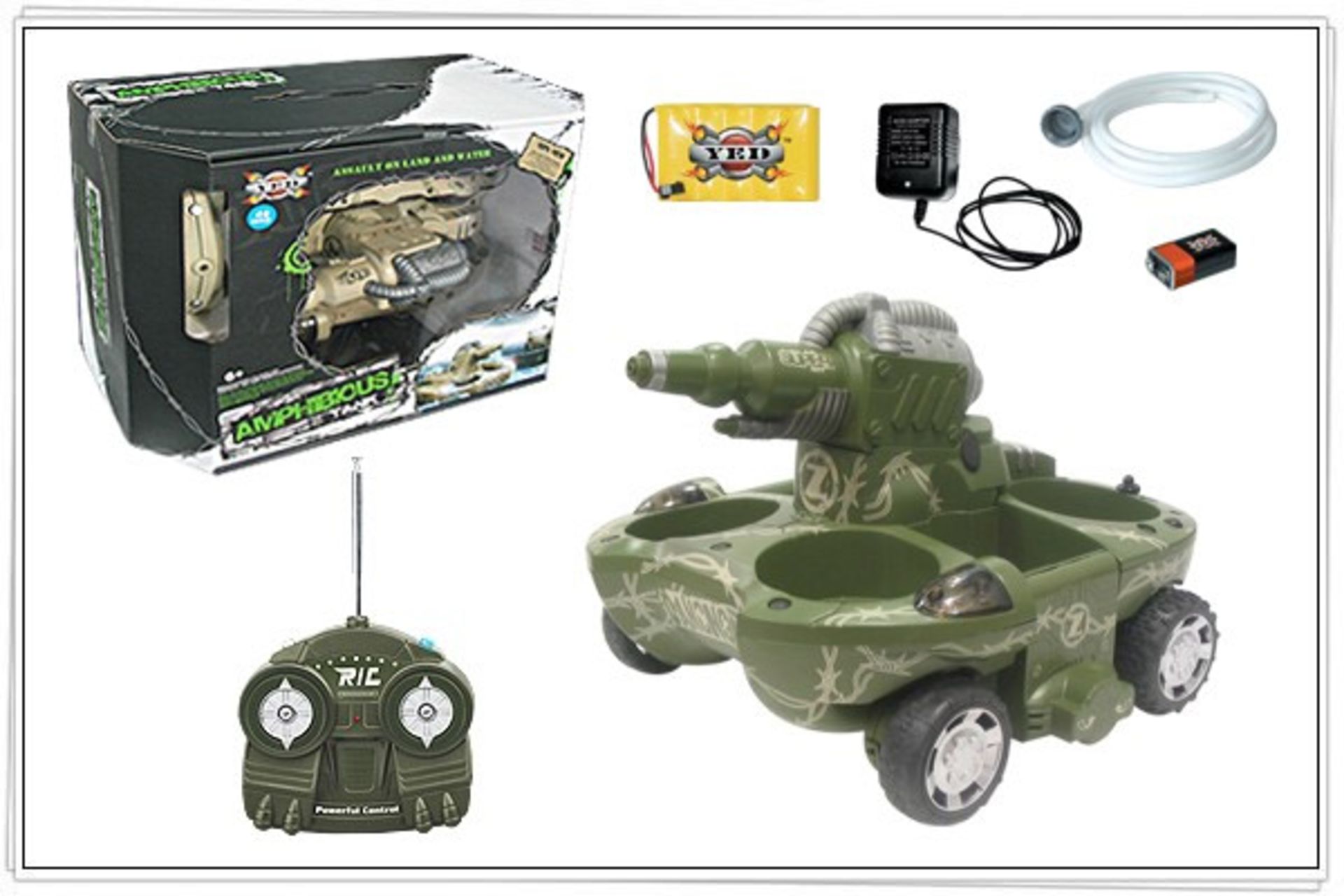 V  Grade A R/C Amphibious Super Tank with Water Firing Cannon works on land & water RRP74.99