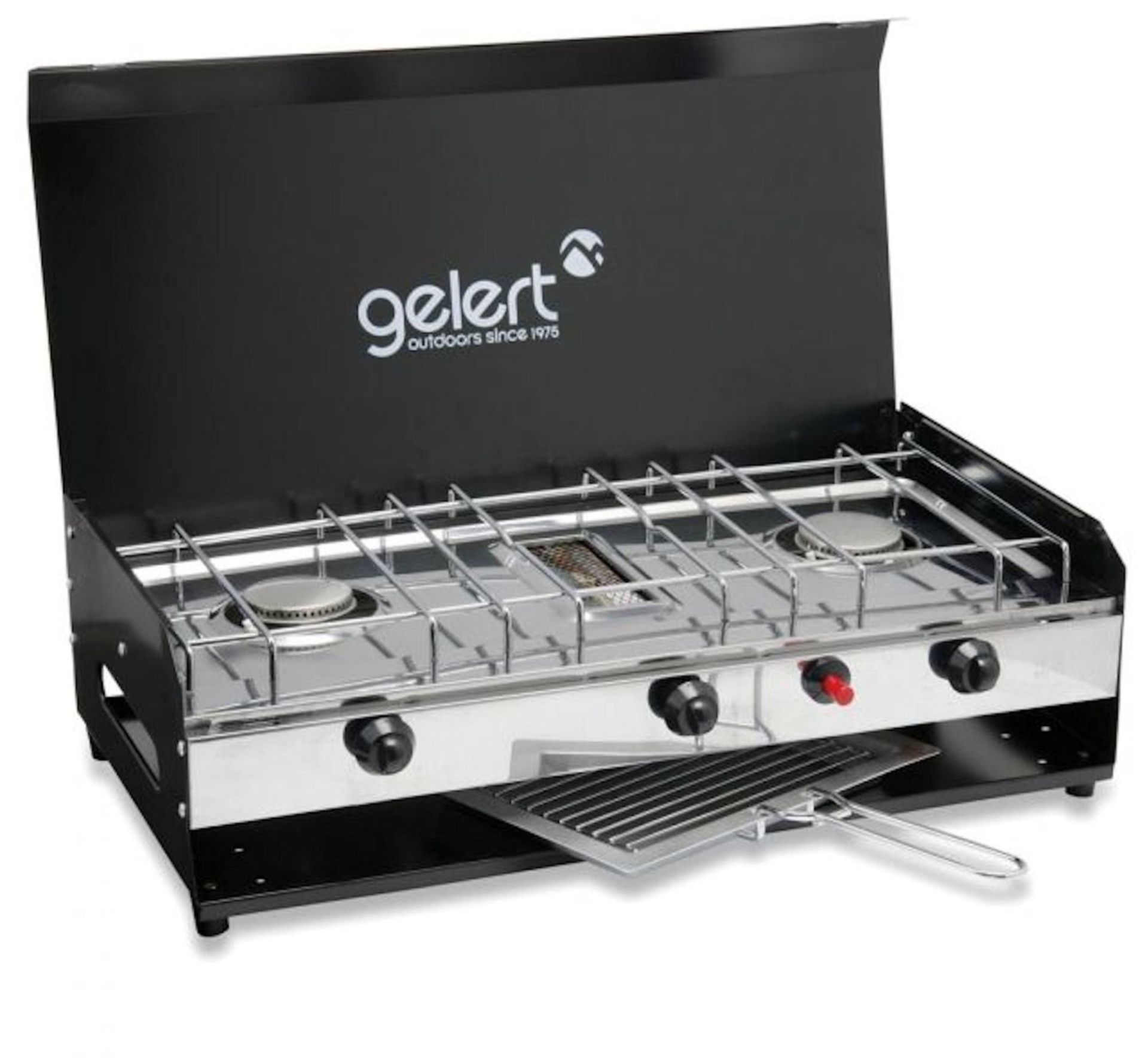 V Grade A Gelert  Double Burner With Grill Lid & Piezo RRP 79.99 X  2  Bid price to be multiplied by