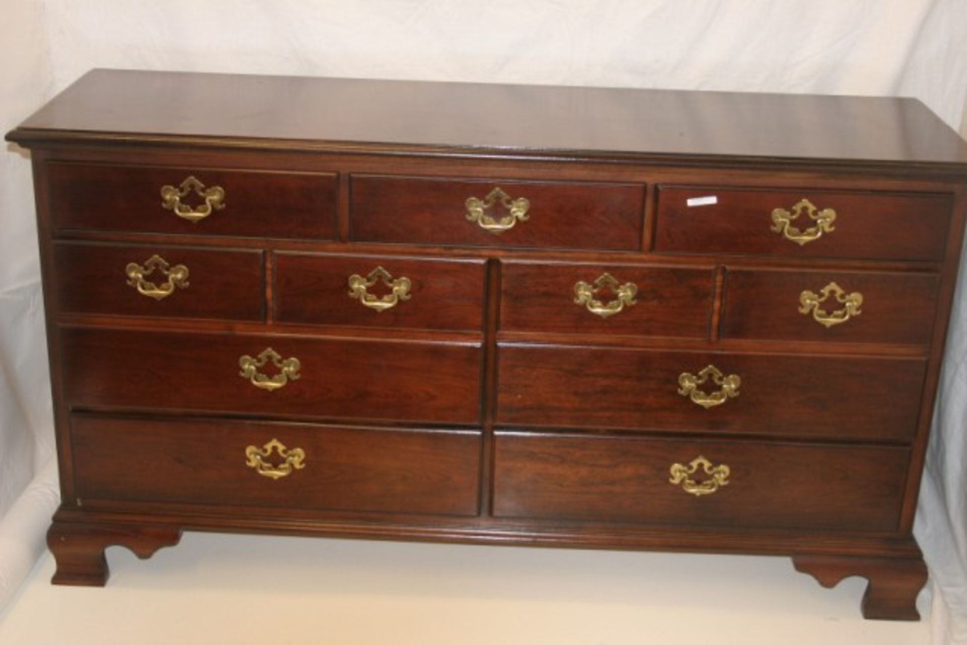 Cherrywood Seven Drawer Low Chest Of Drawers