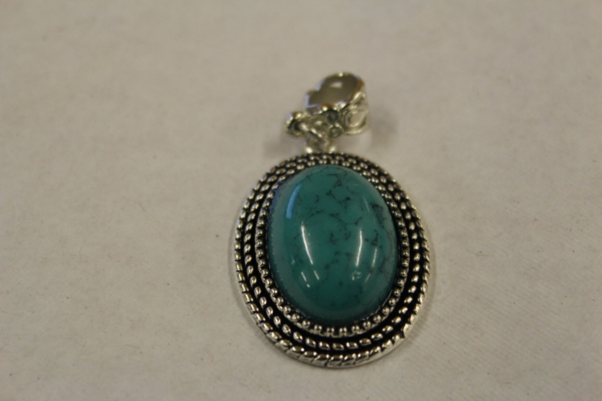 WM Green Stone Oval Pendant